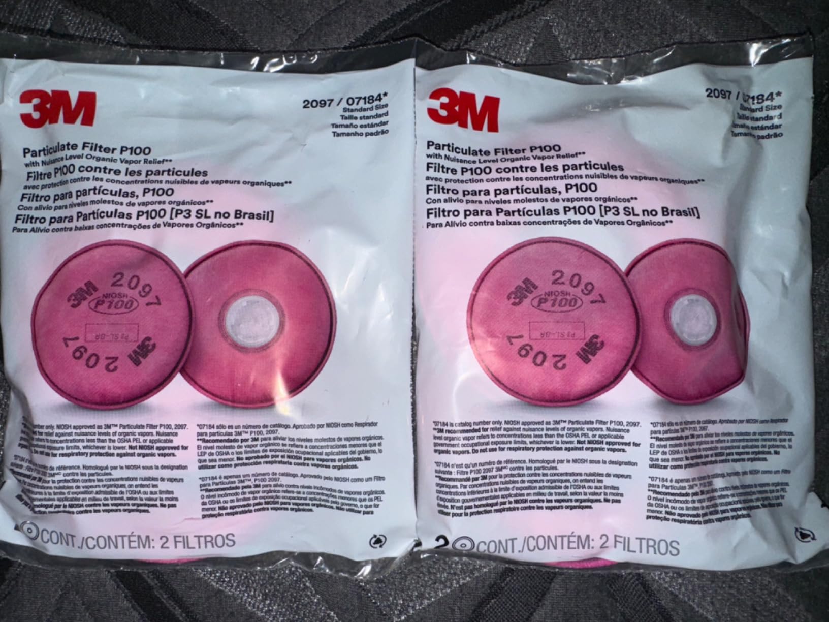 3M Performance P100 Particulate + Odor Filters, 2 pairs, NIOSH-APPROVED P100, 99.97% Filtration Efficiency Against Solids & Liquid Aerosols, For Use With 3M 6000, 6500 & 7500 Series (2097P2-DC) customer photo 1