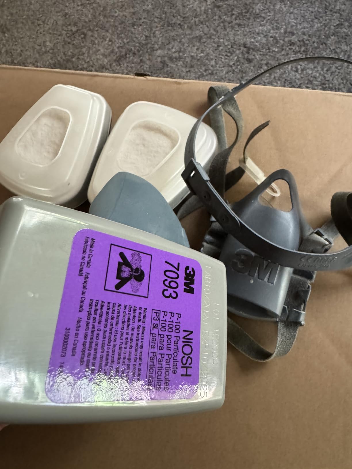3M P100 Respirator Filter 7093, 6 Pairs, Helps Protect Against Oil and Non-Oil Based Particulates, Abatement customer photo 2