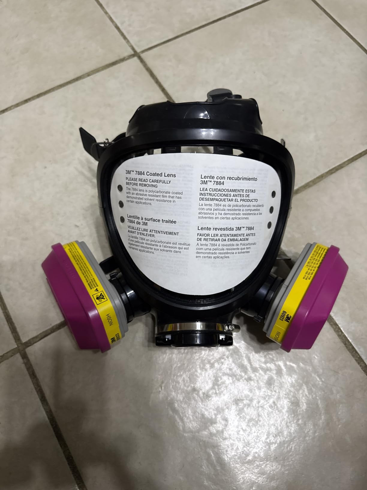 3M P100 Respirator Cartridge/Filter 60923, 1 Pair, NIOSH Approved, Helps Protect Against Organic Vapors, Acid Gases, and Particulates, Magenta, Yellow customer photo 1
