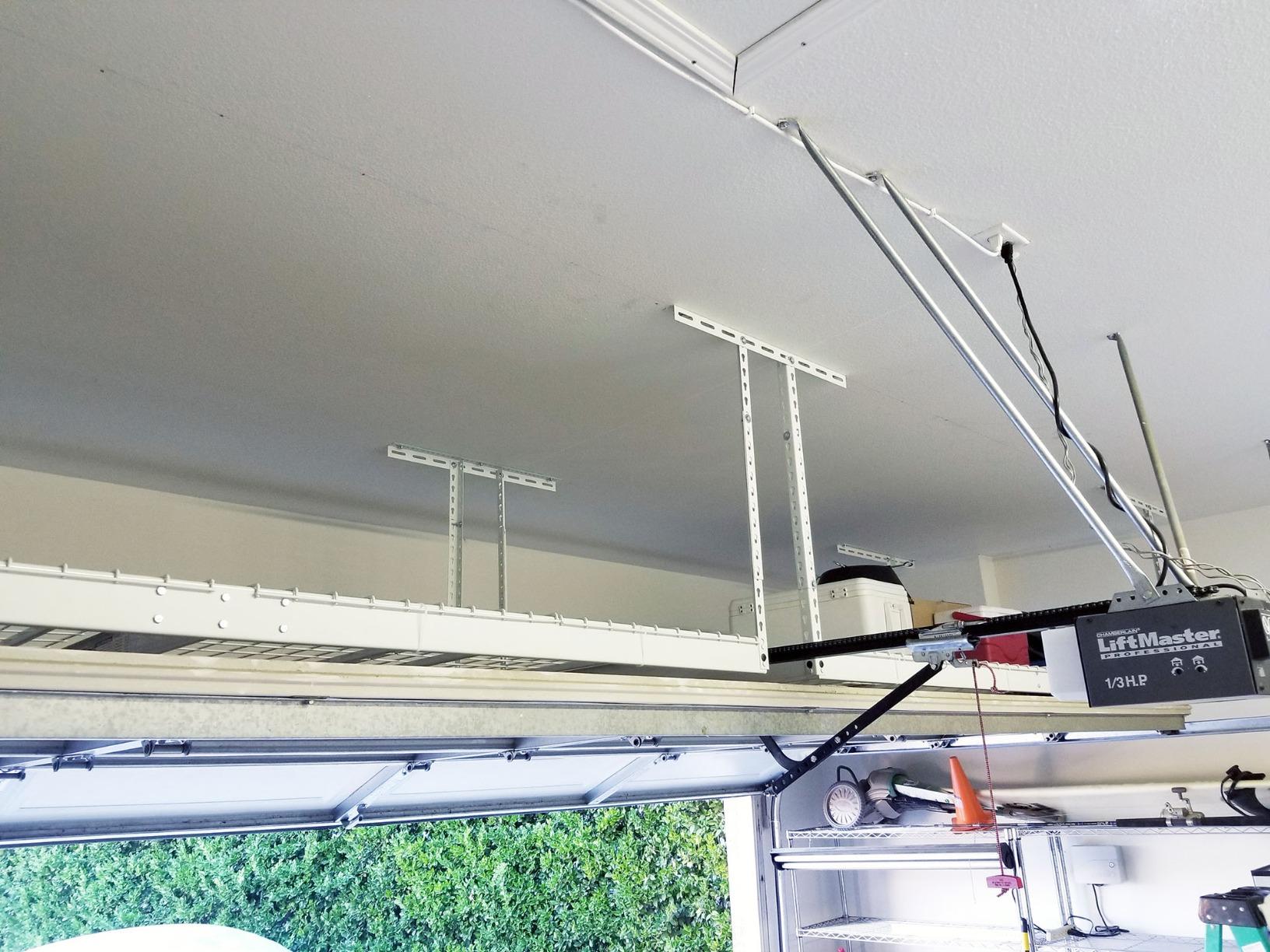 SafeRacks 4 ft x 8 ft Overhead Storage Rack Adjustable 24 in - 45in Height (White) With Accessory Pack With 5-Piece Hook Accessory Pack customer photo 2