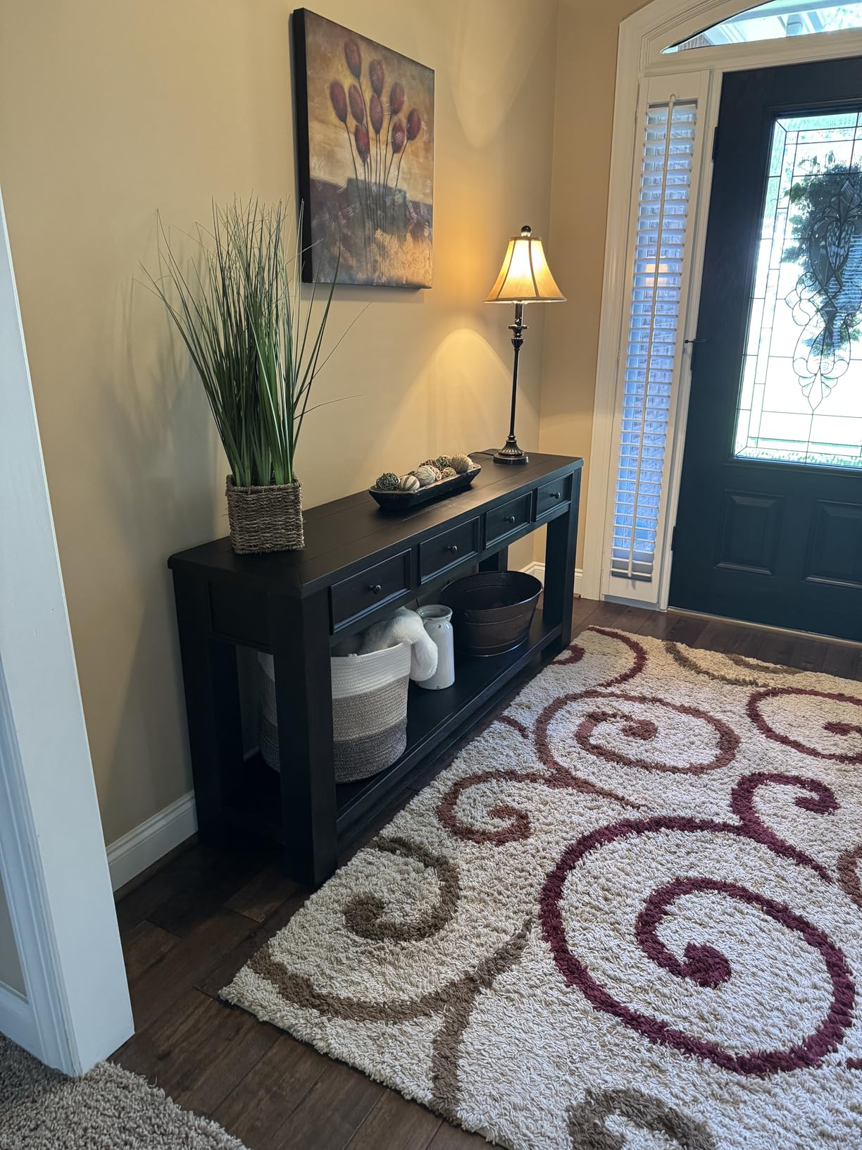 Signature Design by Ashley Gavelston Sofa Table, Couch Table with Drawers & Shelf, Hand-Finished Wood Console for Living Room or Entryway, Weathered Black customer photo 1