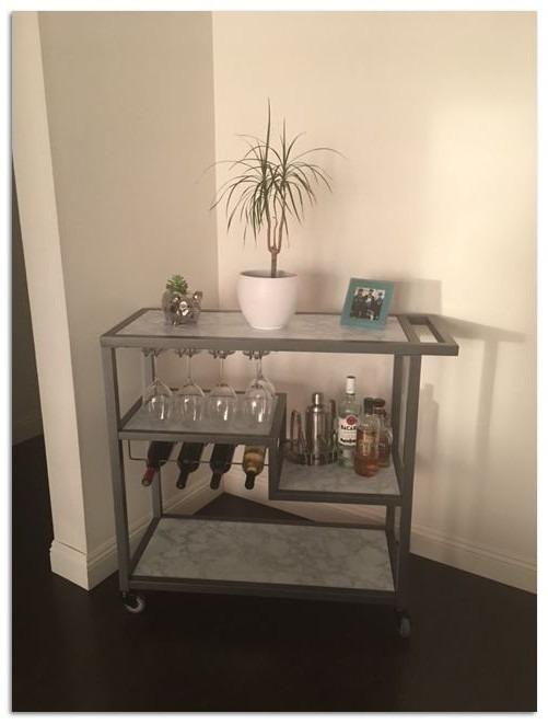 SEI Furniture - Holly & Martin Zephs Bar Cart - Grey - Iron Metal & Tempered Glass - Modern Design - Ideal for Living Rooms, Dining Rooms, Home Bars customer photo 1