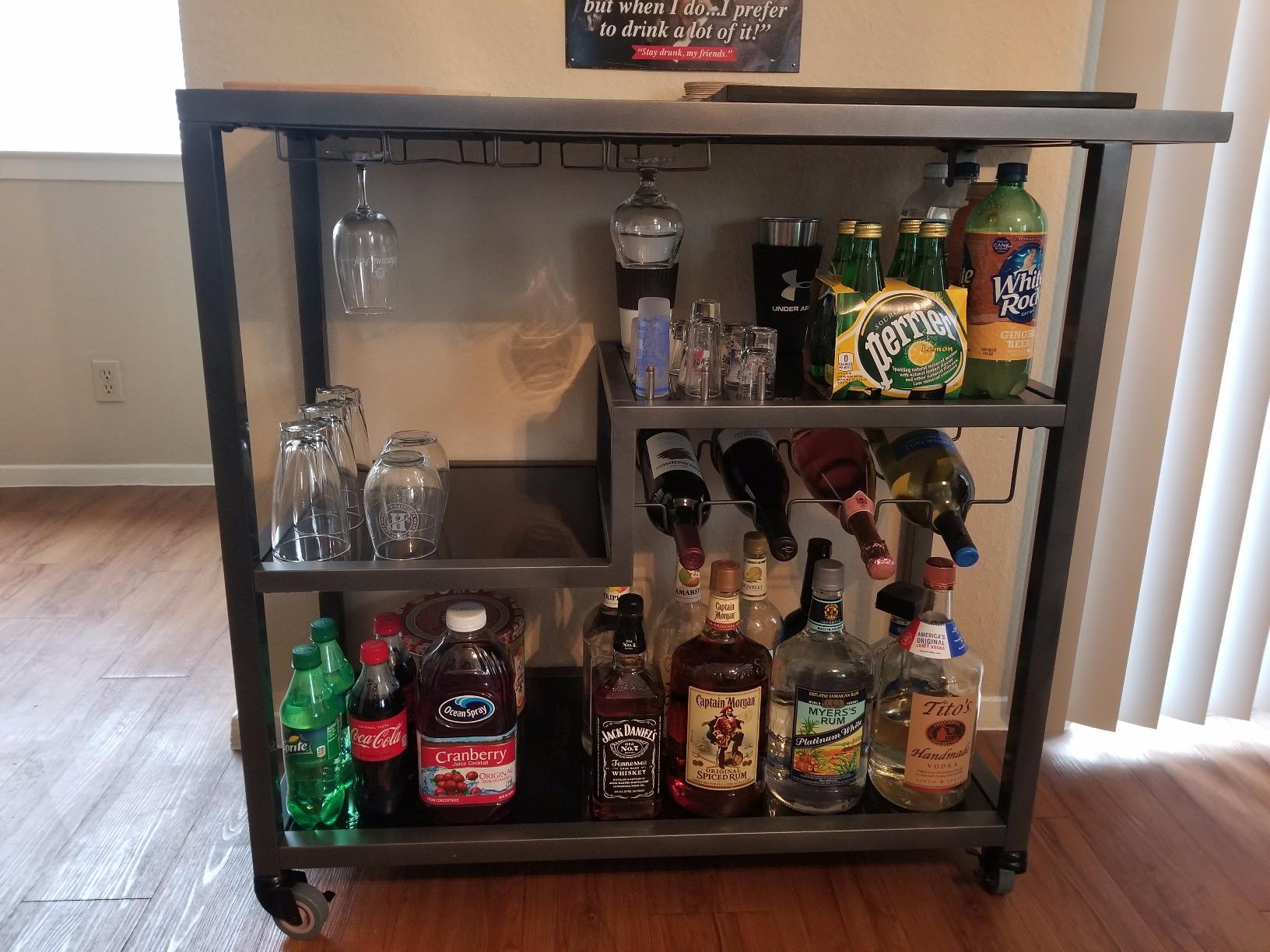 SEI Furniture - Holly & Martin Zephs Bar Cart - Grey - Iron Metal & Tempered Glass - Modern Design - Ideal for Living Rooms, Dining Rooms, Home Bars customer photo 2