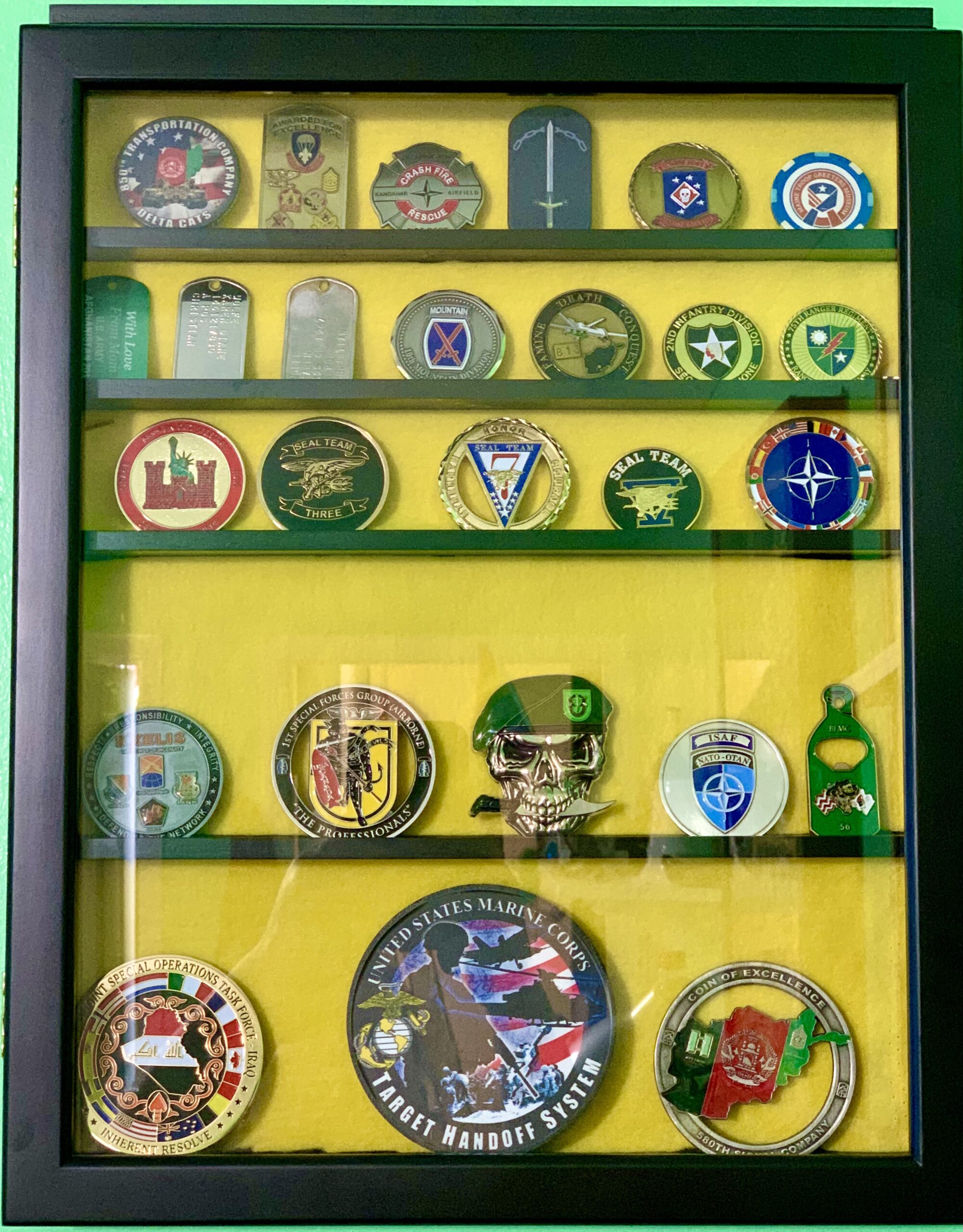 DisplayGifts Military Challenge Coin Display Case Display Stand wall Frame for Coins and Medals Black Finish Modern Flat Front Frame customer photo 2
