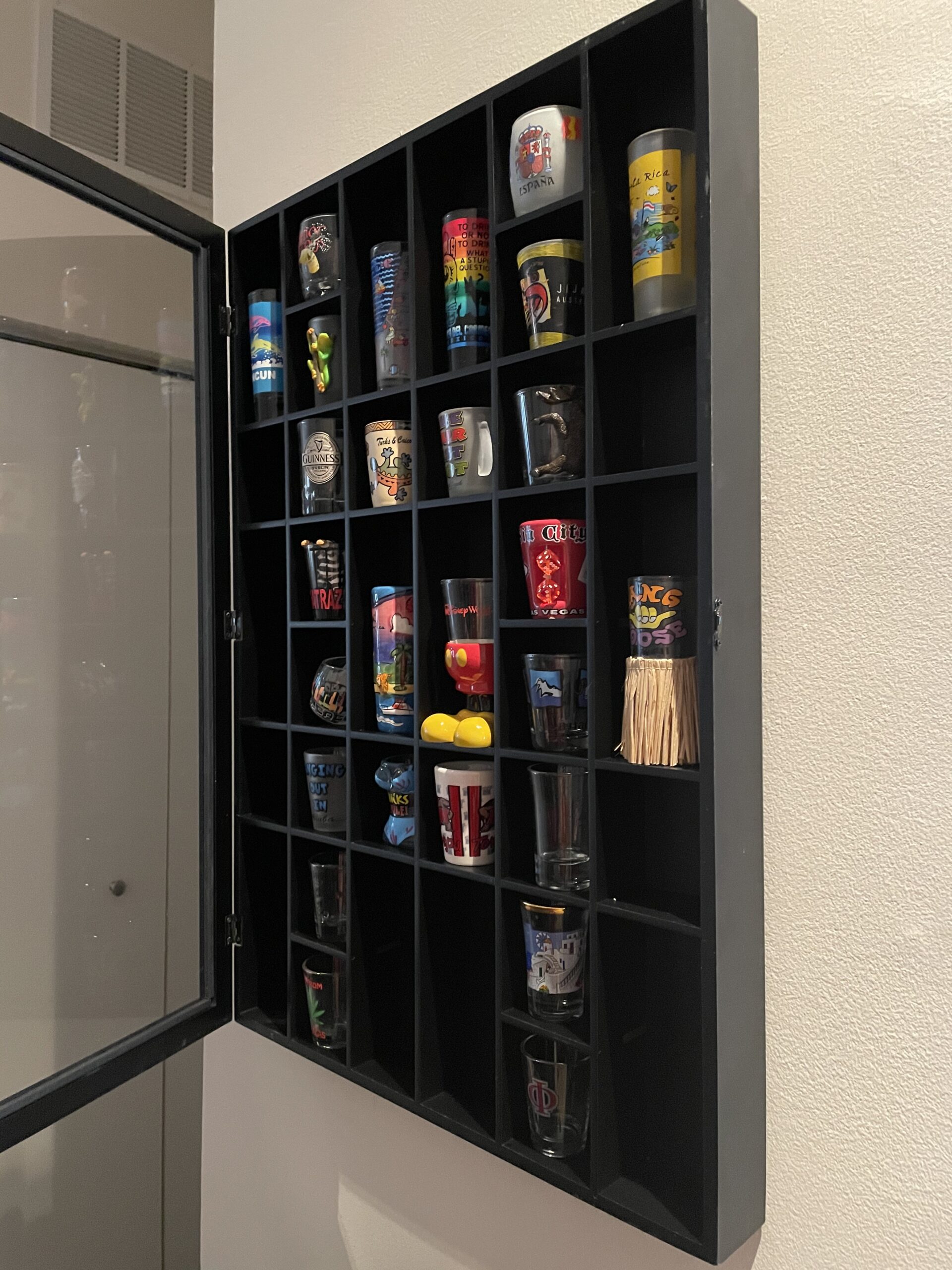 Gallery Solutions - Black Wall-Mounted - Curio & Shot Glass Display Case - 17