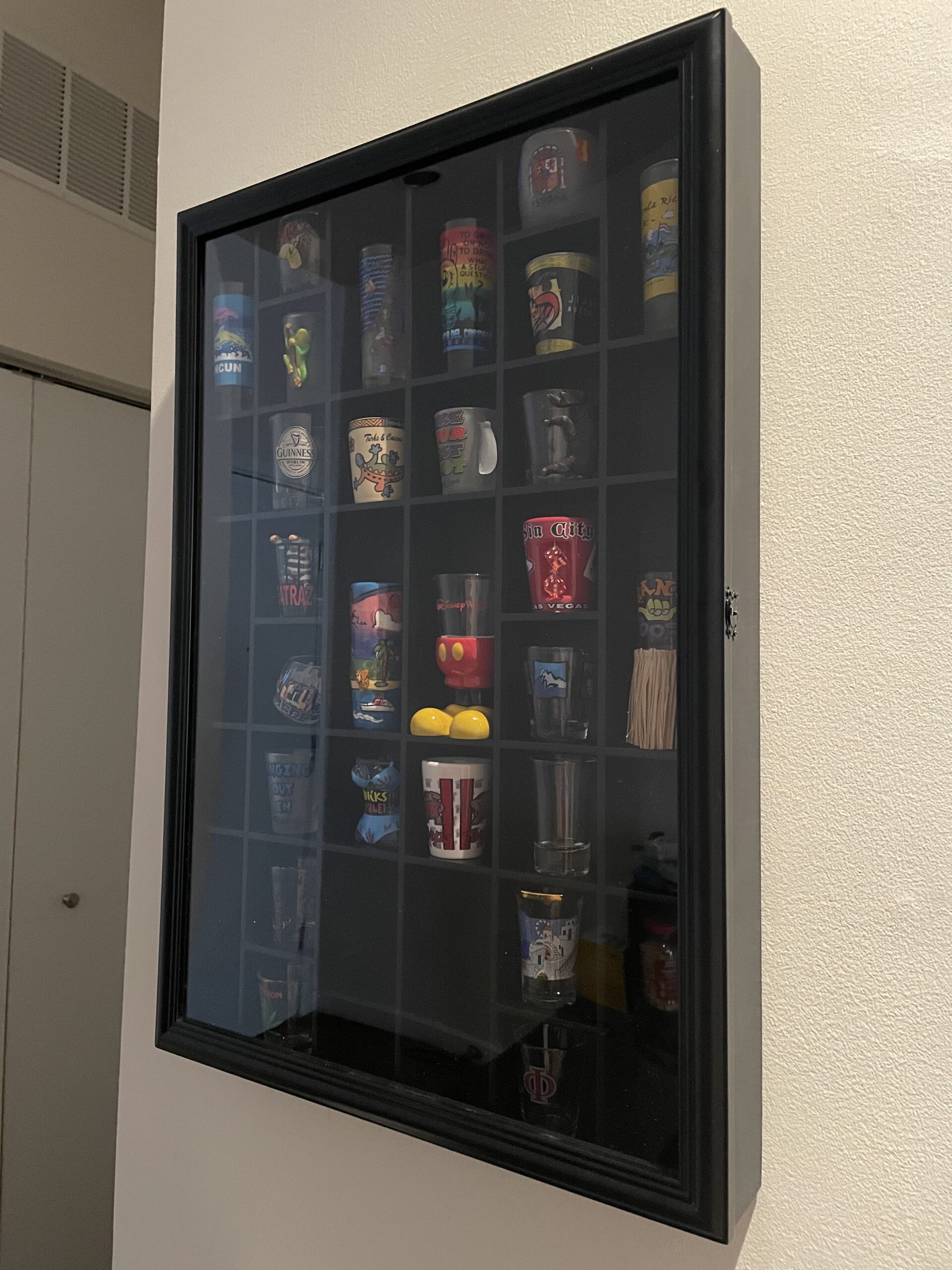 Gallery Solutions - Black Wall-Mounted - Curio & Shot Glass Display Case - 17
