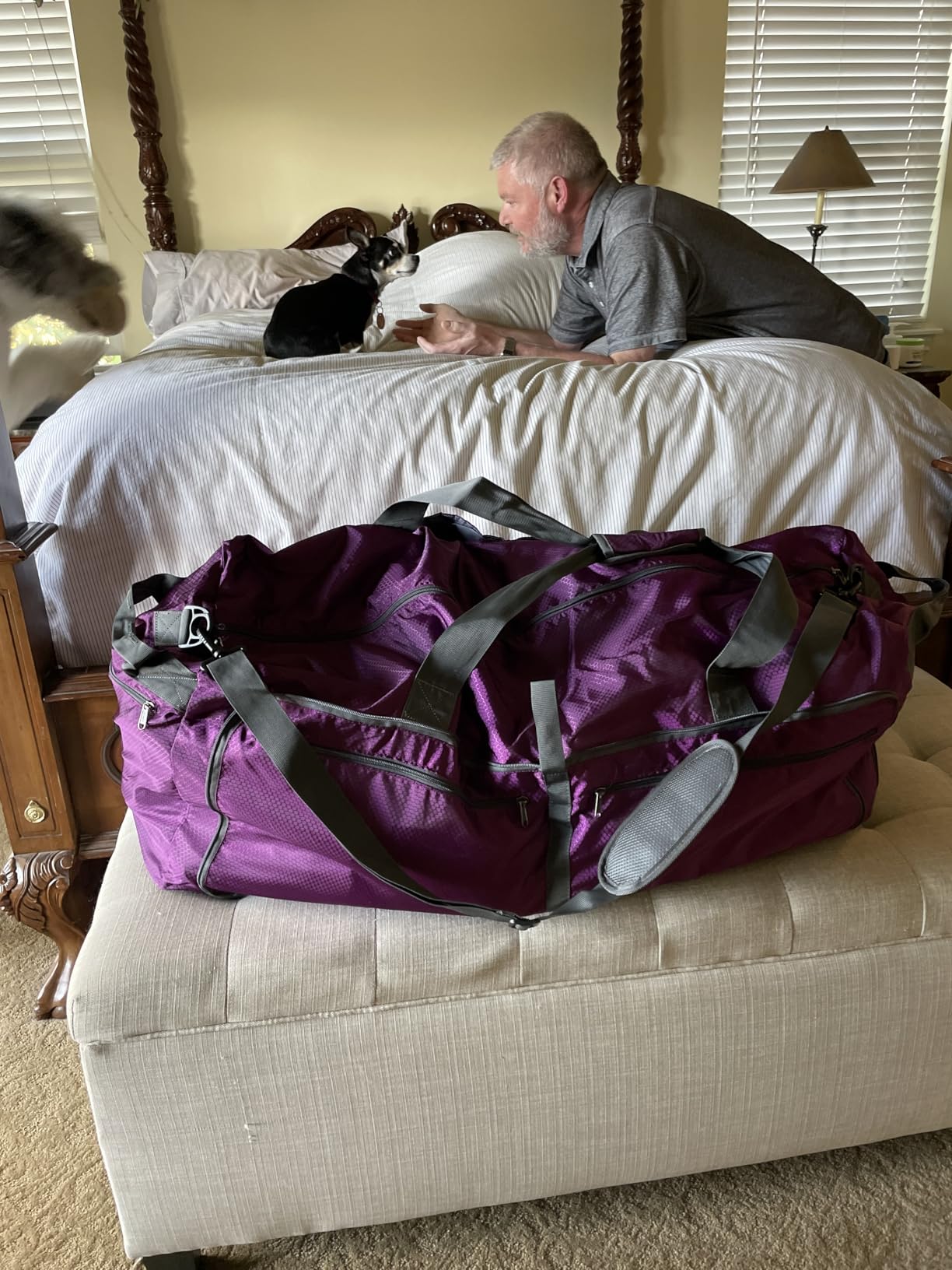 Large Foldable Travel Duffle Bag with Shoes Compartment, Packable Lightweight Water Repellent Duffel Bag for Camping Gym Weekender Bag customer photo 2