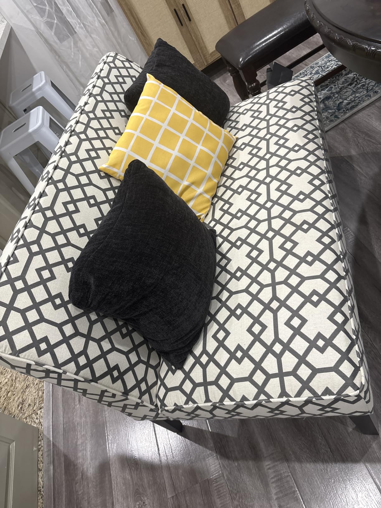 Christopher Knight Home Dejon Modern Fabric Loveseat, Gray Geometric / Matte Black customer photo 1