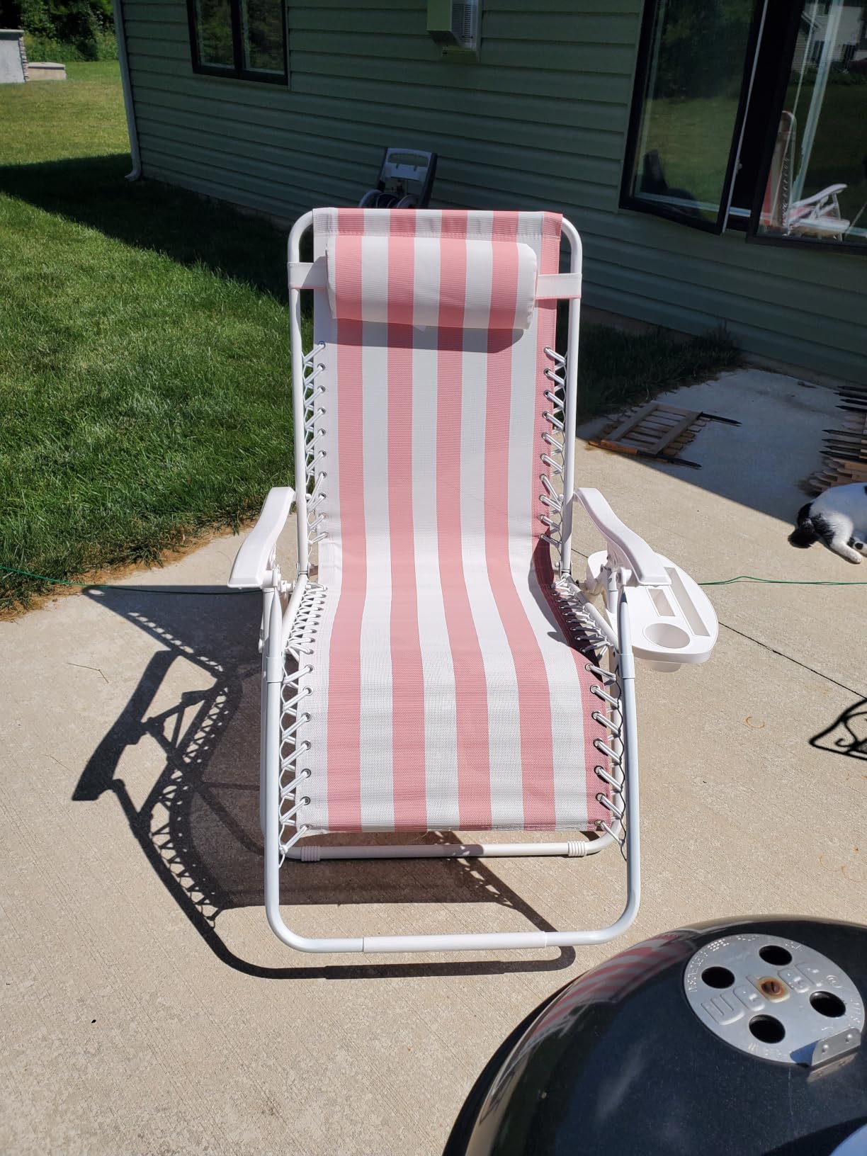 Best Choice Products Set of 2 Adjustable Steel Mesh Zero Gravity Lounge Chair Recliners w/Pillows and Cup Holder Trays - Gray customer photo 2