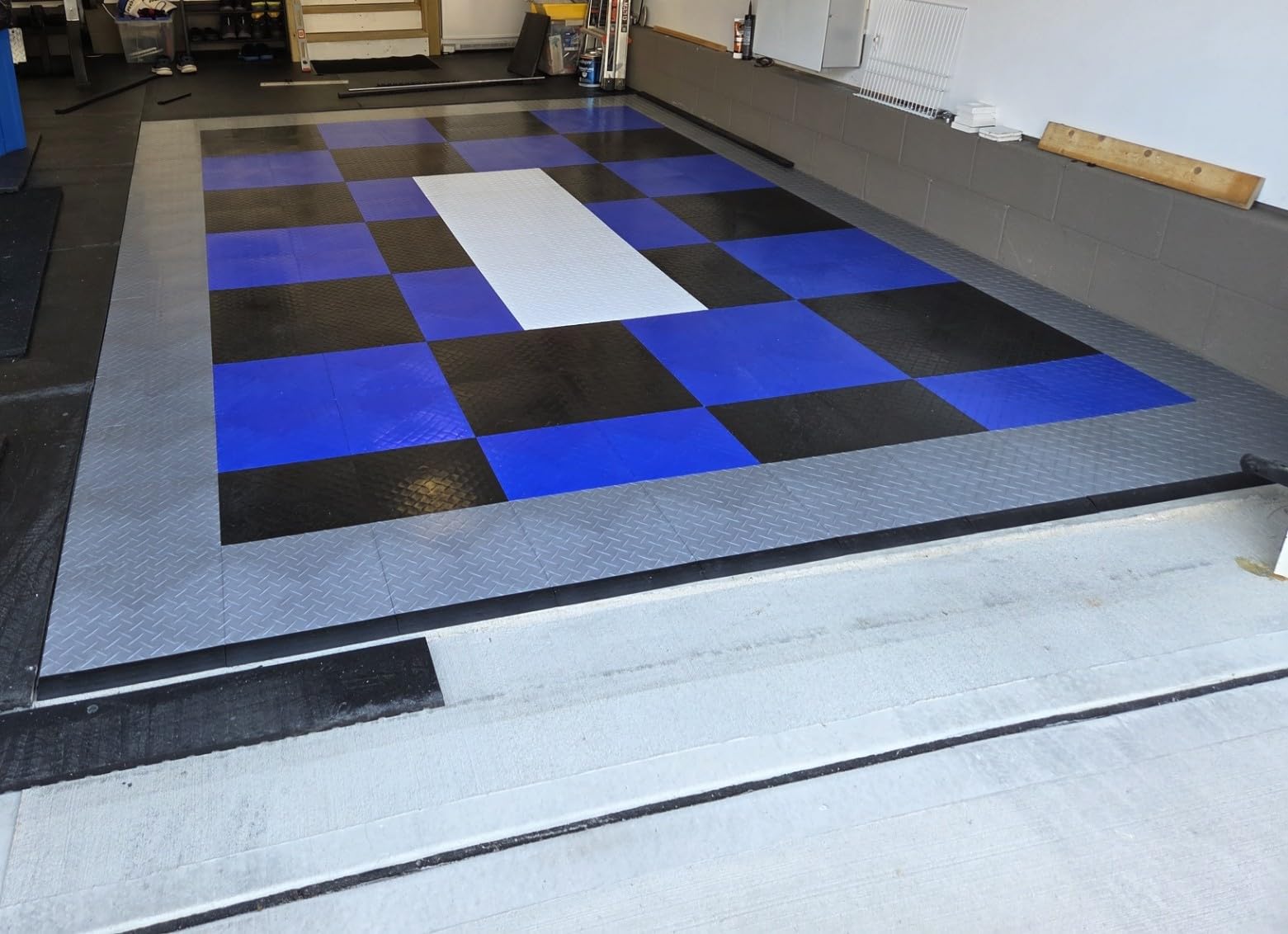 RaceDeck Garage Floor Tiles, Interlocking Garage Flooring, Diamond Plate Pattern Heavy-Duty Copolymer Modular Tile (Black, 48 Pack, 48 Sq Ft) customer photo 1