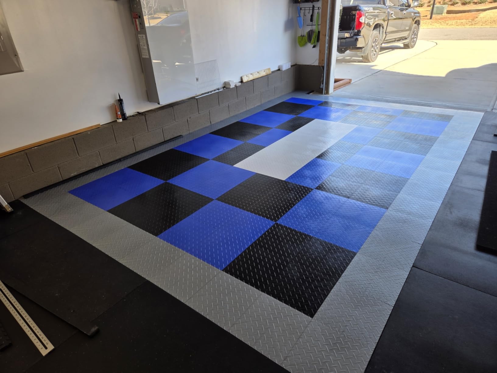 RaceDeck Garage Floor Tiles, Interlocking Garage Flooring, Diamond Plate Pattern Heavy-Duty Copolymer Modular Tile (Black, 48 Pack, 48 Sq Ft) customer photo 2