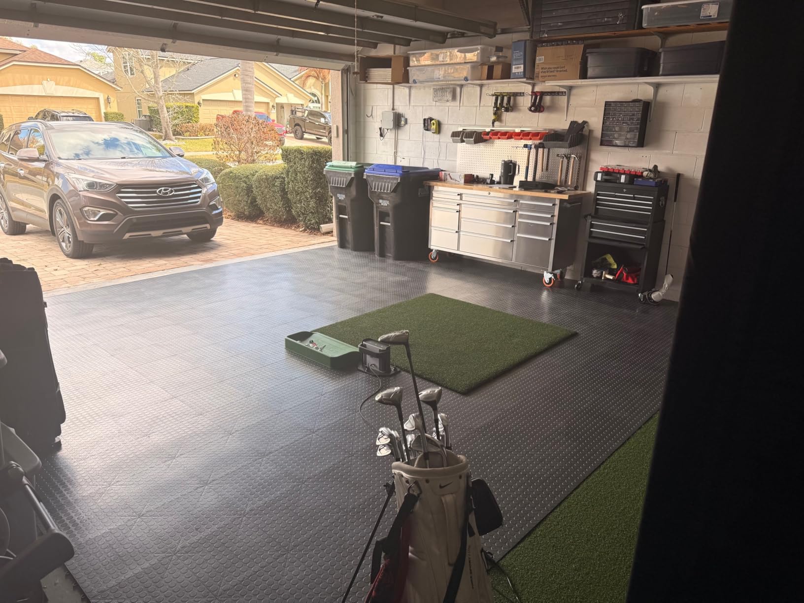 Big Floors GarageDeck Garage Floor Tiles, Interlocking Garage Flooring, Coin Pattern (Black, 48 Pack, 48 Sq Ft) customer photo 2