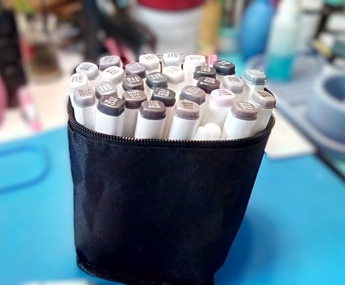 BEMLP 12 Colors Grayscale Art Marker Pen Double-Ended Sketch Markers Alcohol Based Ink Neutral Gray Tones Art Supplies (12 Colors Cool gery style) customer photo 2