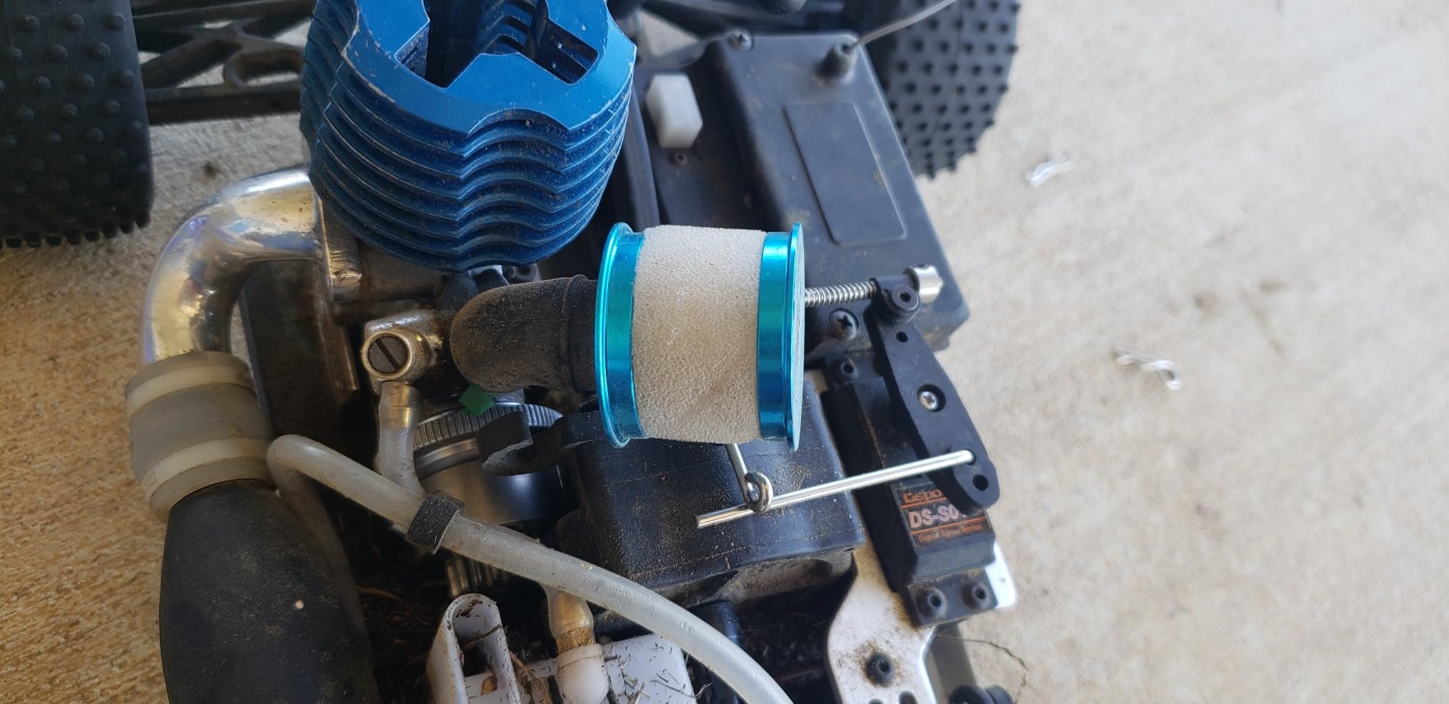 ShareGoo RC Aluminum Capped Air Filter Element Sponge 04104 Upgrade Parts Compatible with 1/10 HSP Traxxas Himoto Redcat RC Nitro Truck Buggy (Blue) customer photo 2