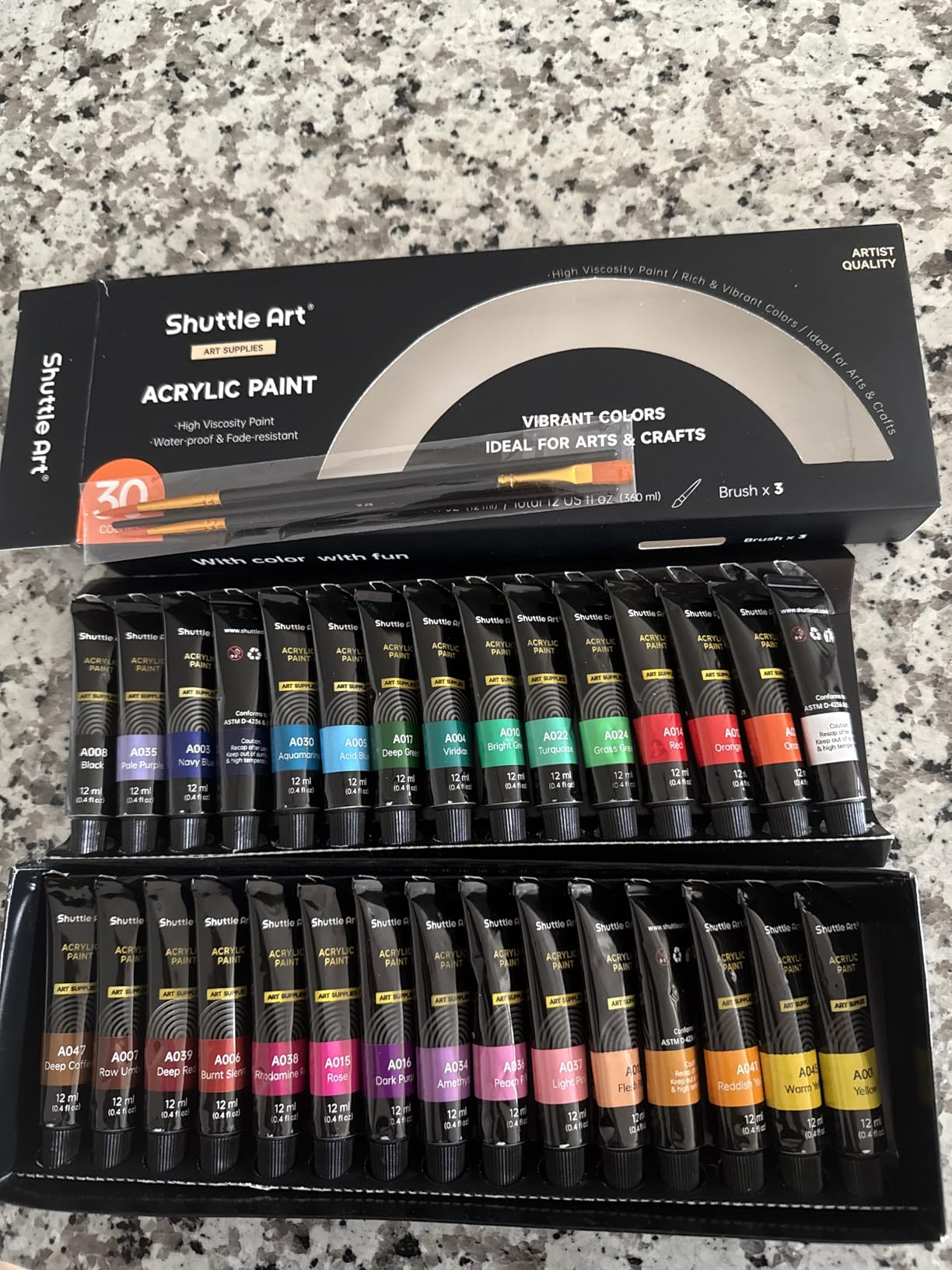 Shuttle Art Acrylic Paint Set, 30 x12ml Tubes Artist Quality Non Toxic Rich Pigments Colors customer photo 1