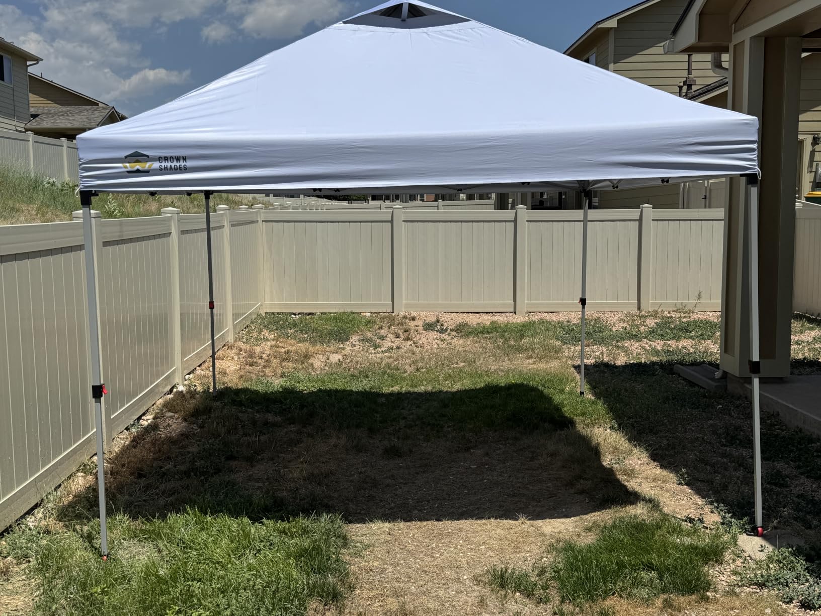 CROWN SHADES 10x10 Pop Up Canopy Tent with One Push Setup, Grid White customer photo 1
