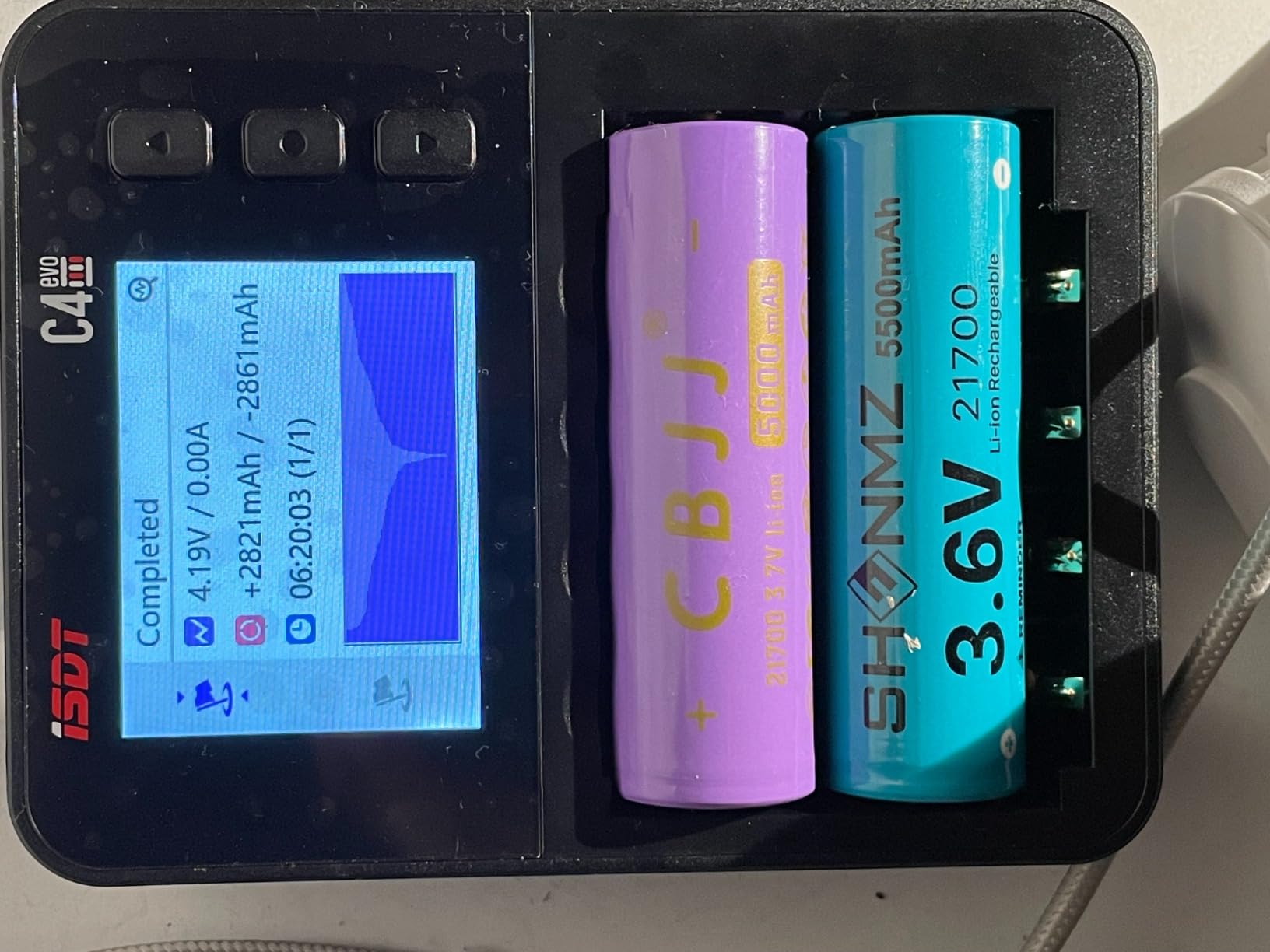 ISDT C4 EVO Battery Charger Analyzer, Smart AA AAA 18650 Rechargeable Charger with LCD Display, Cycle/Analyze Modes, Adjustable Current, USB-C Fast Charging customer photo 2
