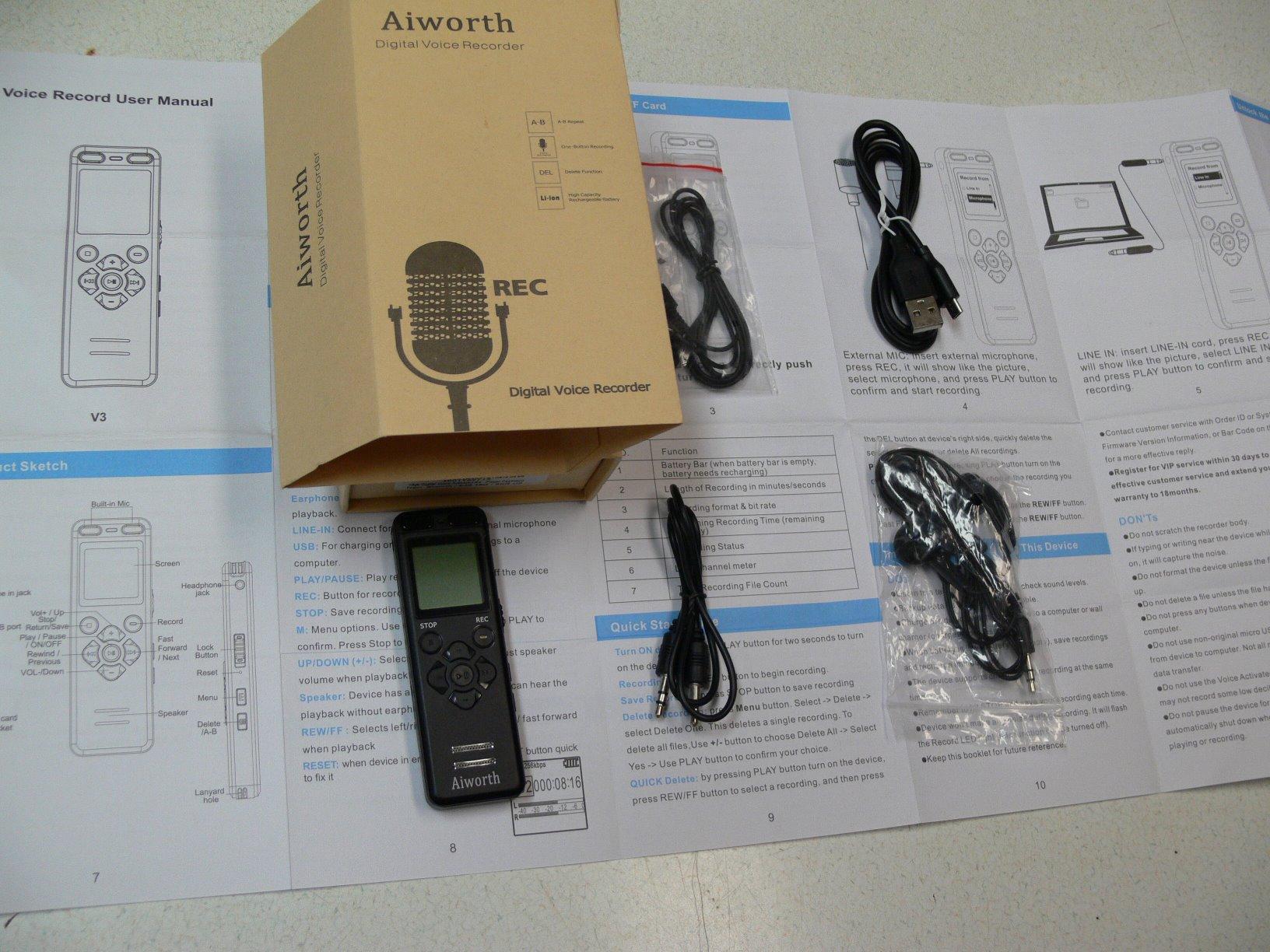 136GB Digital Voice Recorder Voice Activated Recorder for Lectures Meetings - aiworth 9860 Hours Sound Audio Recorder Dictaphone Recording Device with Playback, MP3 Player, Password, Variable Speed customer photo 2