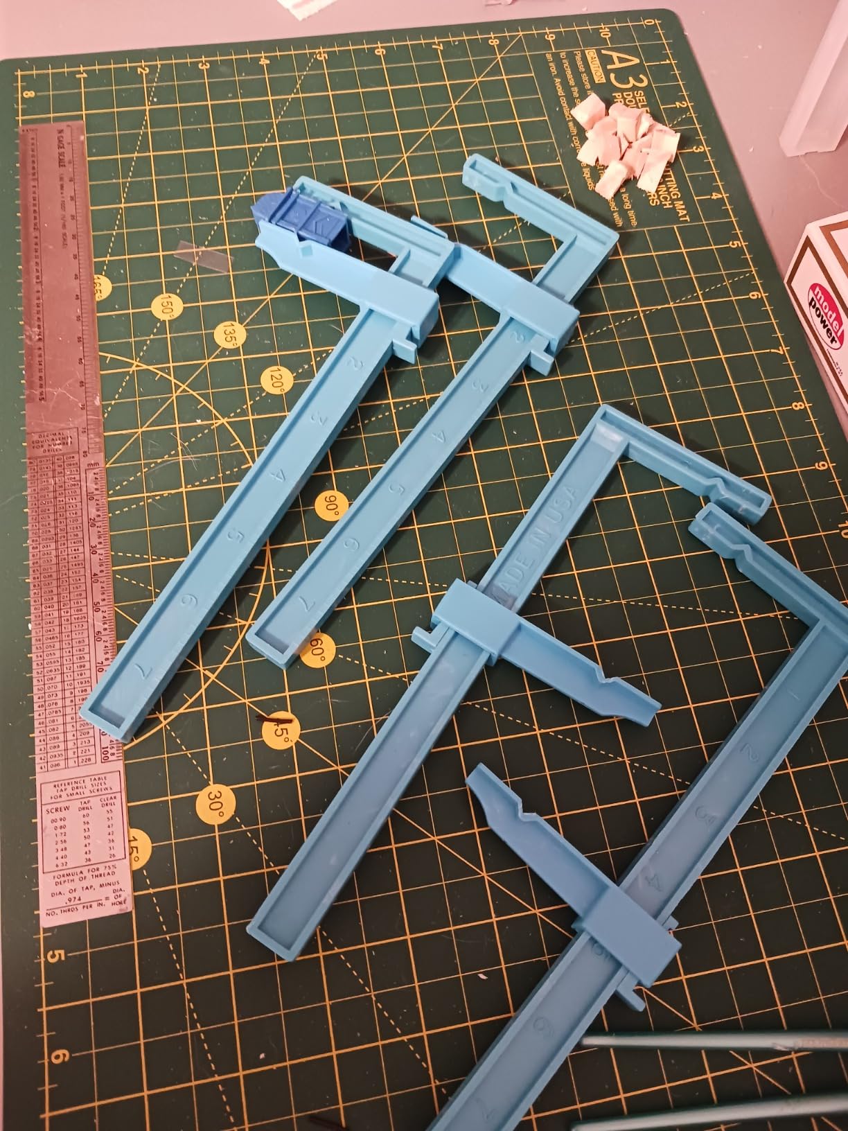 Excel Blades 7-Inch Adjustable Plastic Bar Clamps Set - 4-Pack Mini Woodworking Clamps and Spreaders for Model Building, Crafts, and DIY Woodworking Projects - Inch-Marked Side Beams - Made in USA customer photo 1