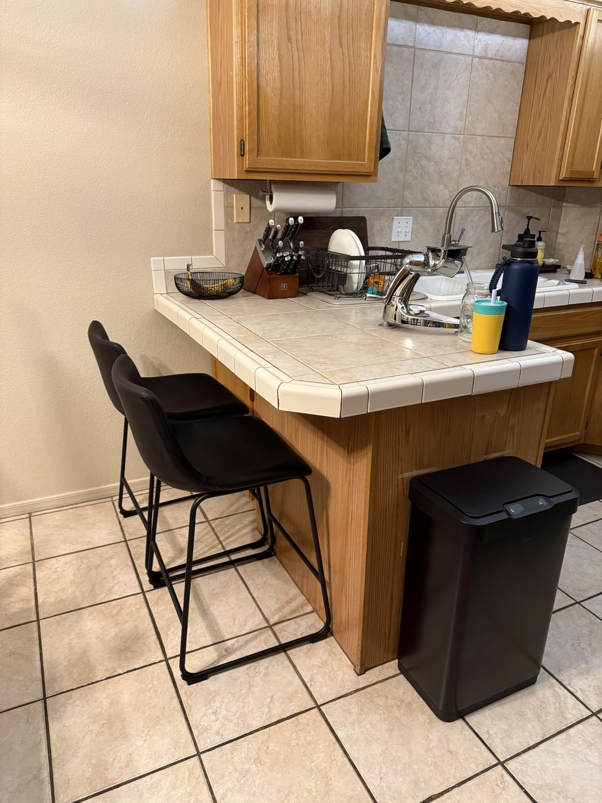 Signature Design by Ashley Centiar 24 inch Counter Height Modern Bucket Barstool, 2 Count, Black customer photo 2