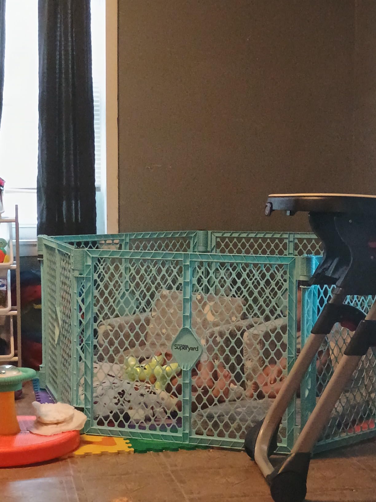Toddleroo by North States Superyard Baby Play Yard: Freestanding 6 Panel Baby Playpen, Indoor or Outdoor Use, Made in USA, 26 Inches Tall, Aqua customer photo 2