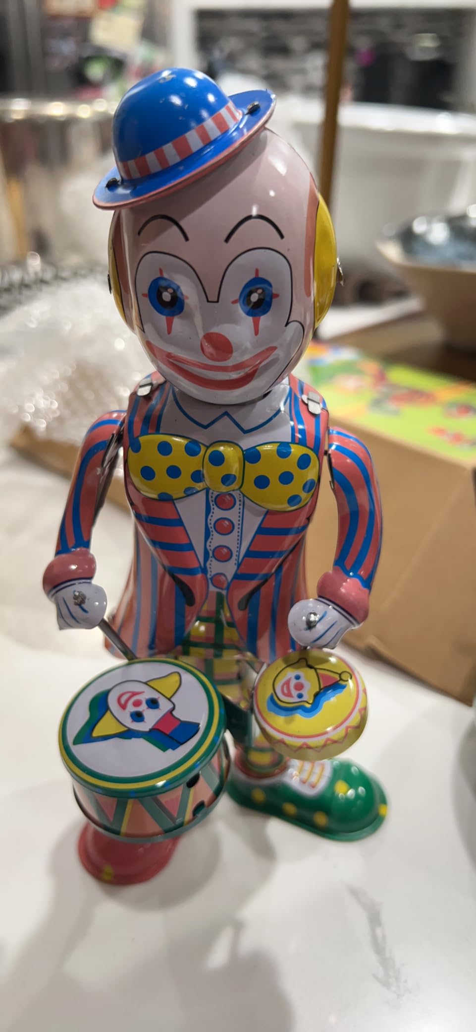 STOBOK Wind Up Tinplate Drumming Clown Toy - Retro Nostalgia Collectible Circus Tin Toy customer photo 1