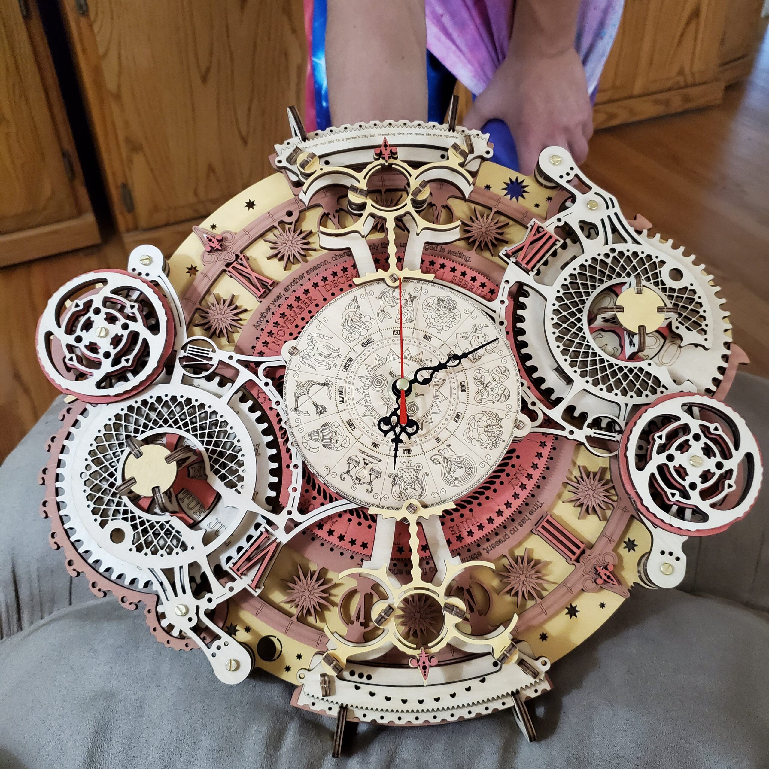 ROBOTIME 3D Wooden Puzzles for Adults, Models for Adults to Build Wooden Steampunk Clock Kit, DIY Mechanical Wall Quartz Aesthetic Room Decor Unique Gift customer photo 2