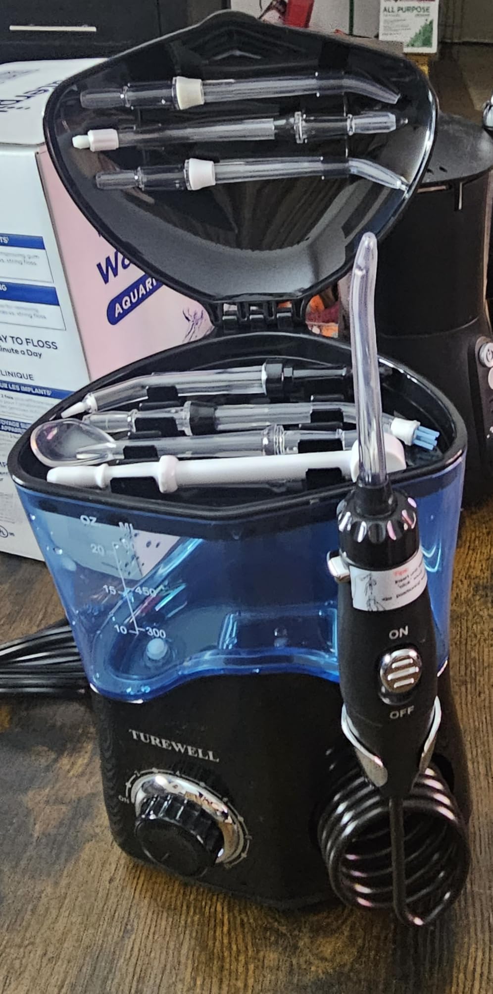 TUREWELL Water Dental Flosser for Teeth/Braces, Water Teeth Cleaner 8 Jet Tips and 10 Pressure Levels, 600ML Large Water Tank Oral Irrigator for Family, Black customer photo 2