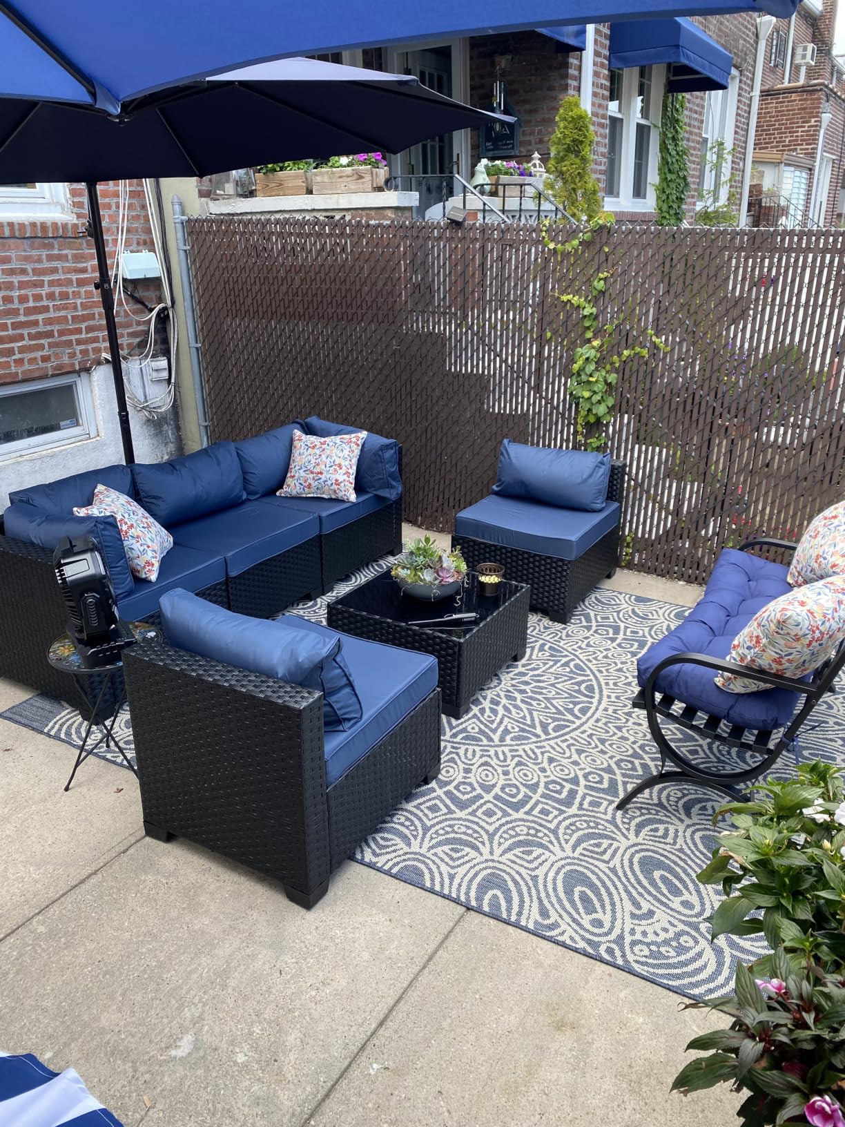 Rattaner Patio Sectional 6 Pieces All-Weather Wicker Patio Furniture Set Outdoor Sectional with Glass Table Non-Slip Cushions and Waterproof Cover, Khaki customer photo 1