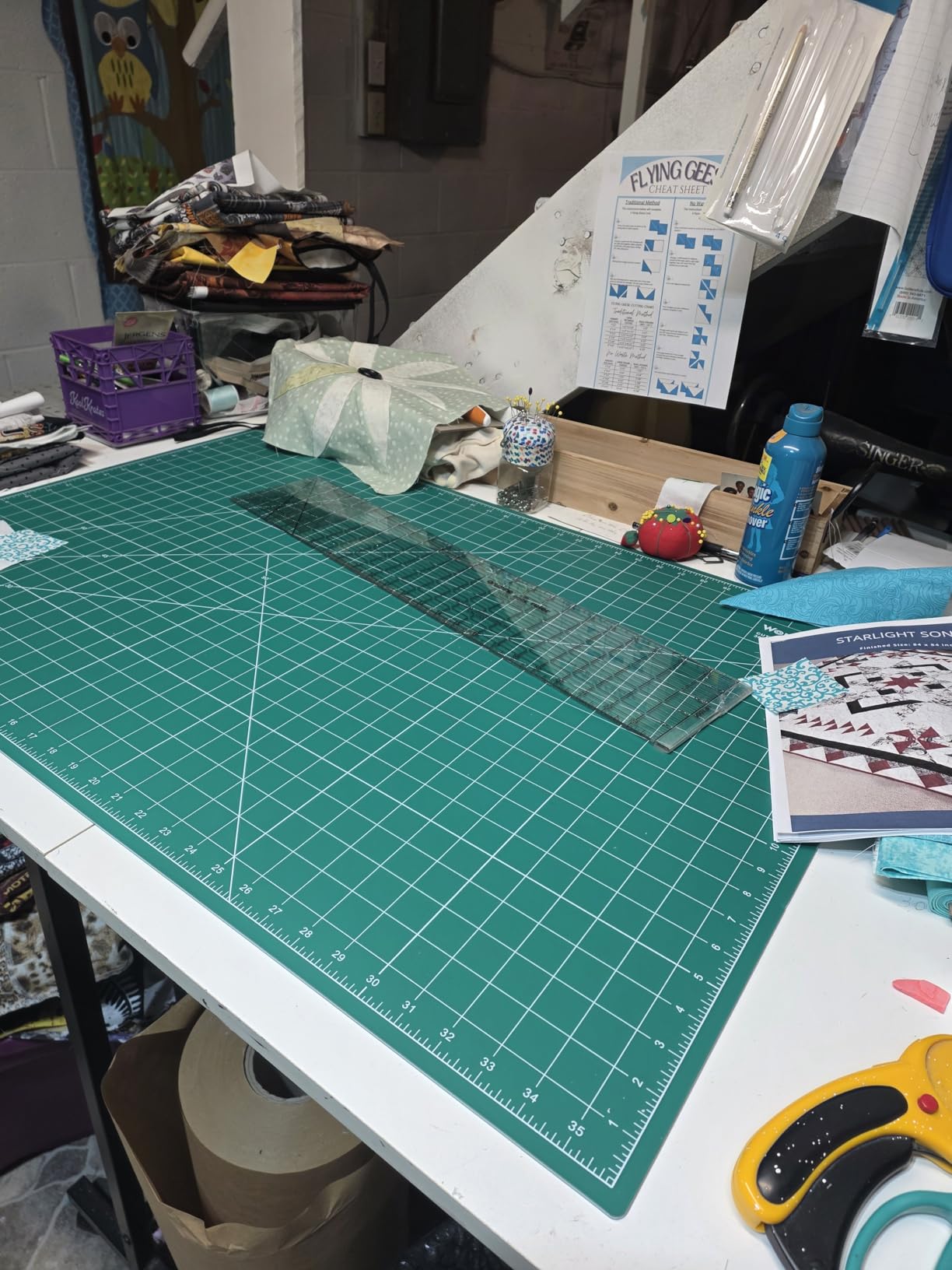 WORKLION Self Healing Cutting Mat: 24 x 36 inch Large Double Sided 5-Layer Gridded PVC Cut Mat for Sewing & Quilting & Scrapbooking & Arts and Crafts Projects (Green/Black) customer photo 2
