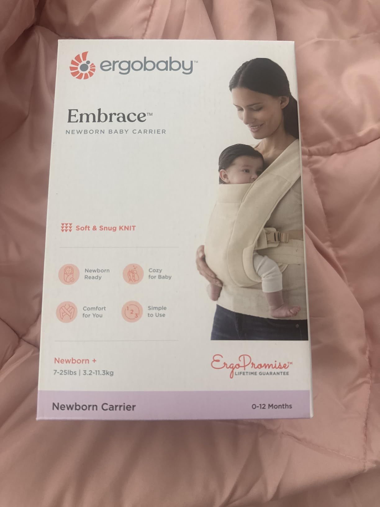 Ergobaby Embrace Newborn Baby Carrier for Infants 0-12 Months (7-25 lbs) - Ergonomic 2-Position Infant Carrier with Head and Neck Support, Hip-Healthy Positioning - Cream customer photo 1