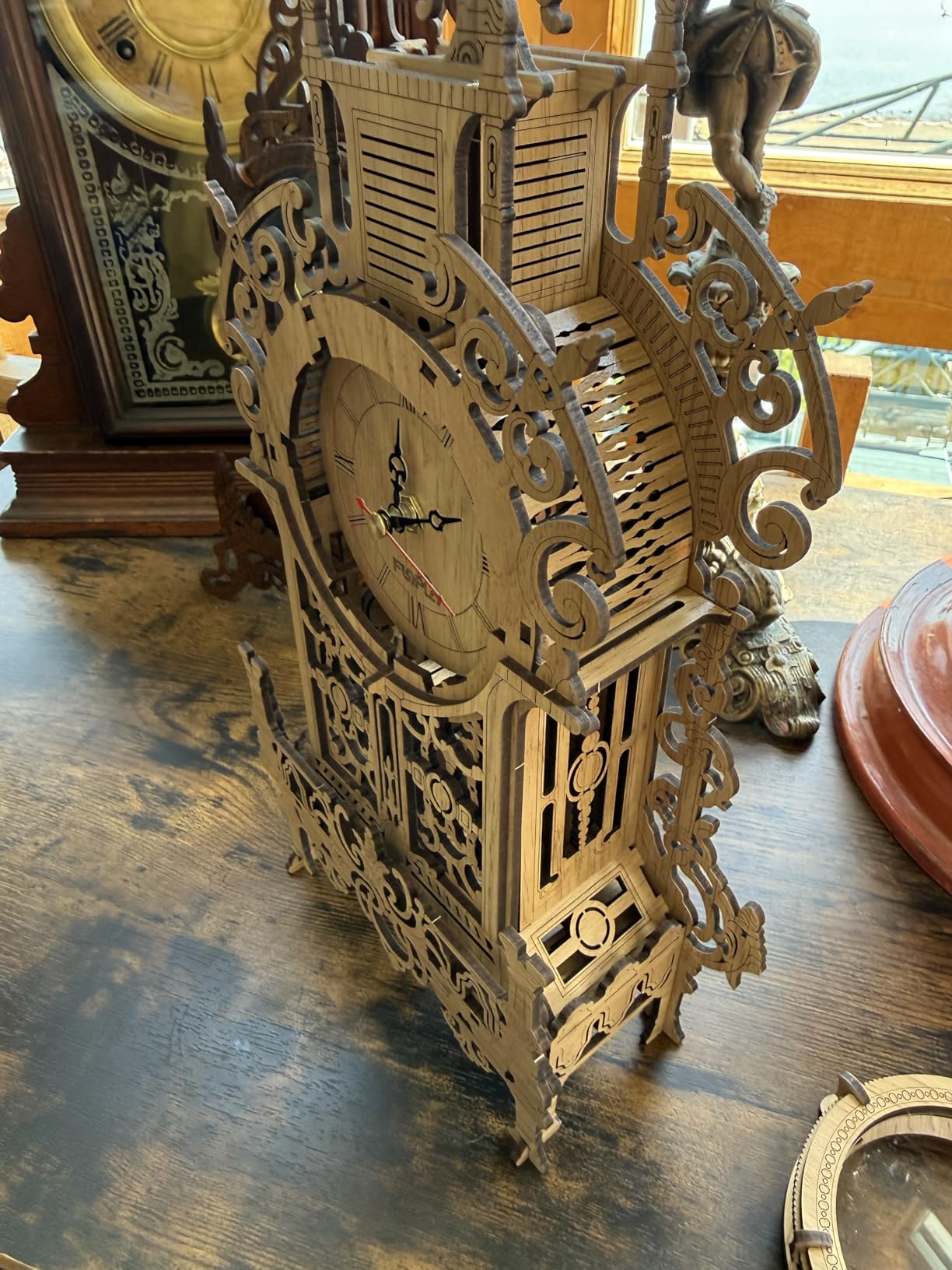 FUNPOLA 3D Wood Puzzle LED Tower Clock, 3D Puzzle Building Desktop Clock Model DIY Architectural Building Blocks (LED-TC01 Wood) customer photo 1