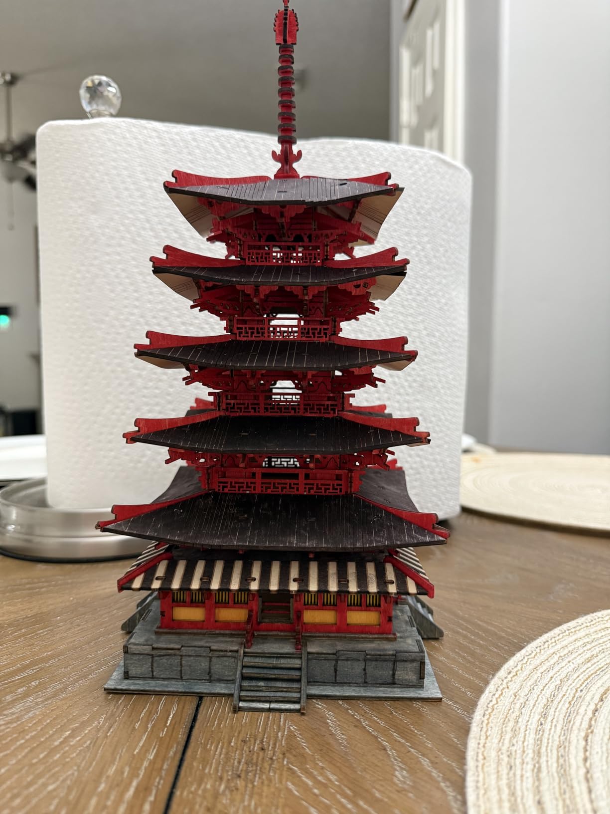 ROBOTIME 3D Puzzle Wooden Craft Kits for Adults DIY Model Building Kit Best Gift for Kids (Five-Storied Pagoda) customer photo 2