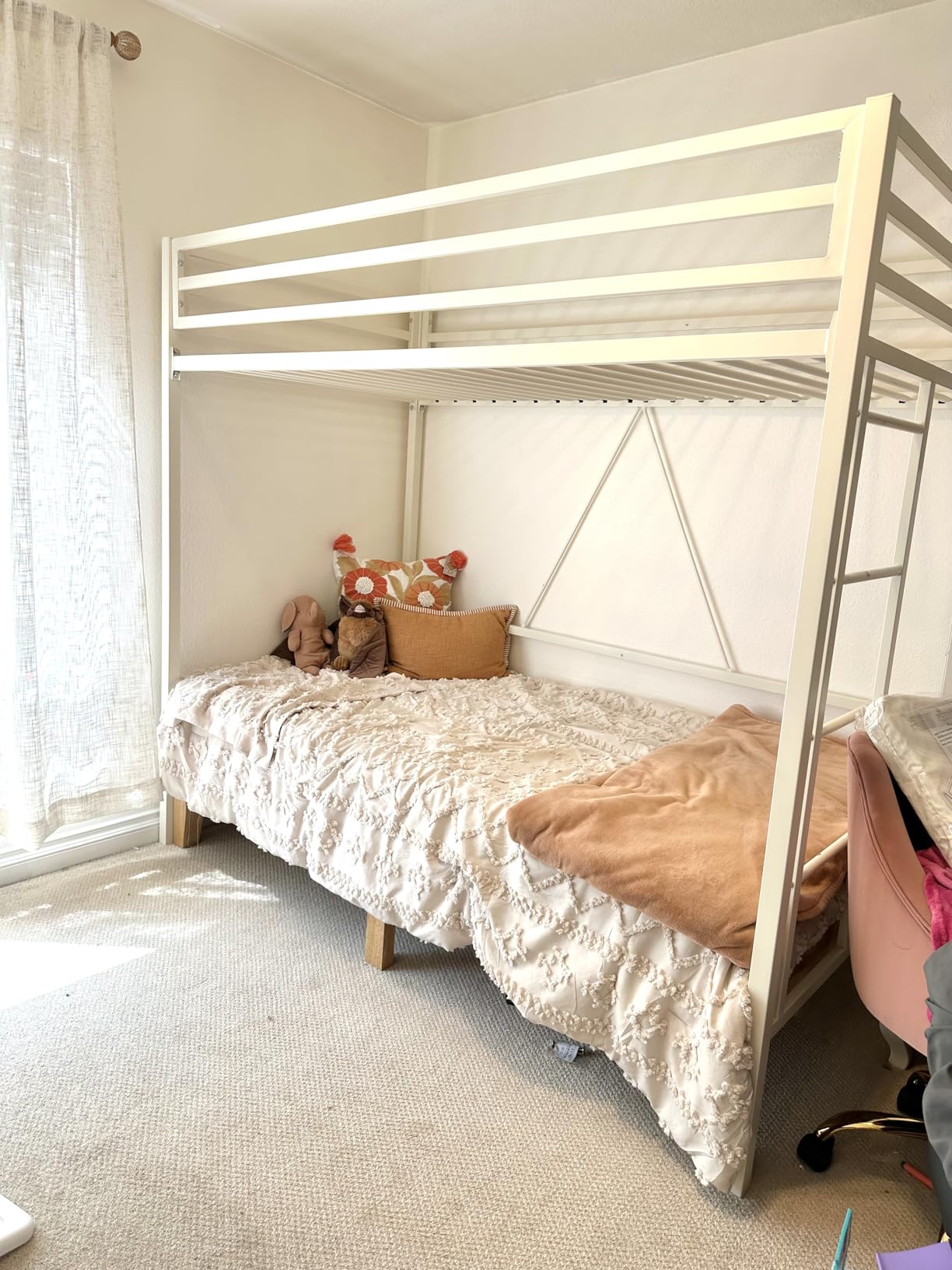 Allewie Metal Loft Bed Twin Size with Guardrail and Ladder, Small Space Saving Design for Bedroom Kid Room and Dorm, No Box Spring Needed, Black customer photo 1