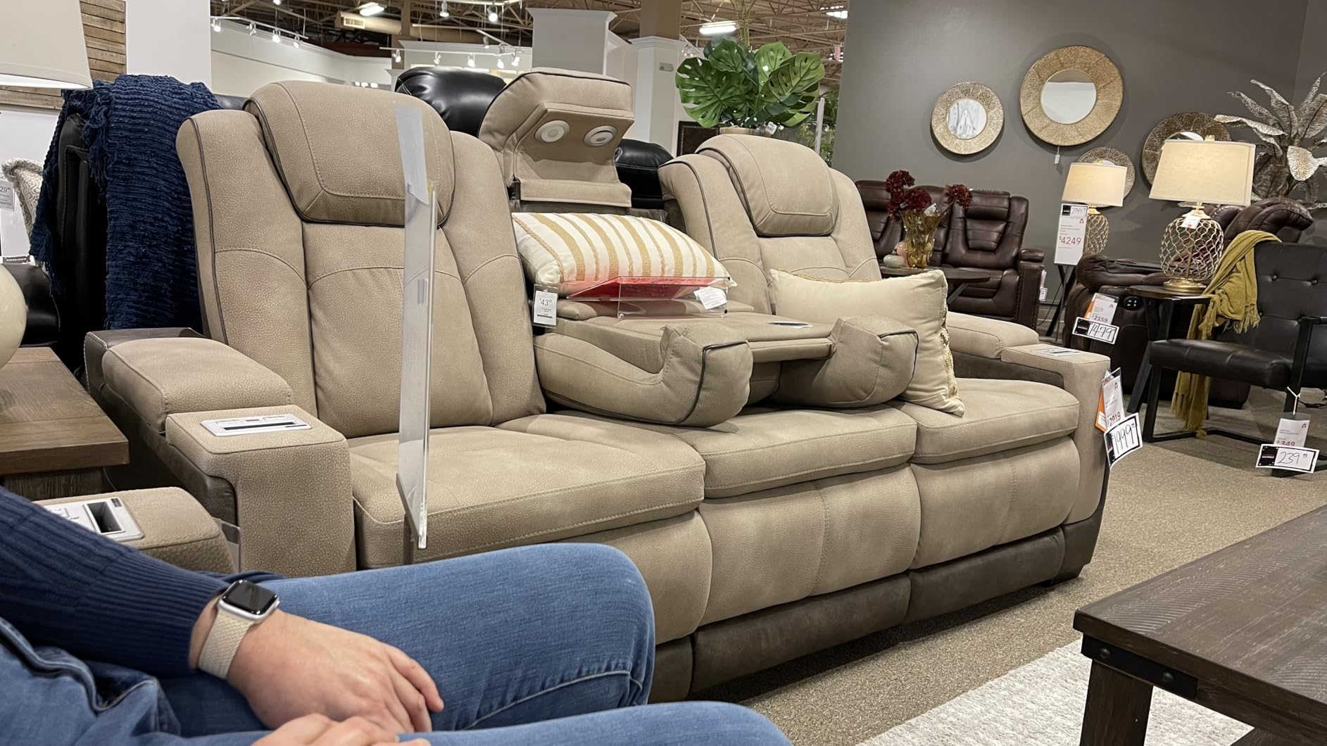 Signature Design by Ashley Next-Gen DuraPella Modern Faux Leather Power Reclining Sofa with Adjustable Headrest, Gray customer photo 2