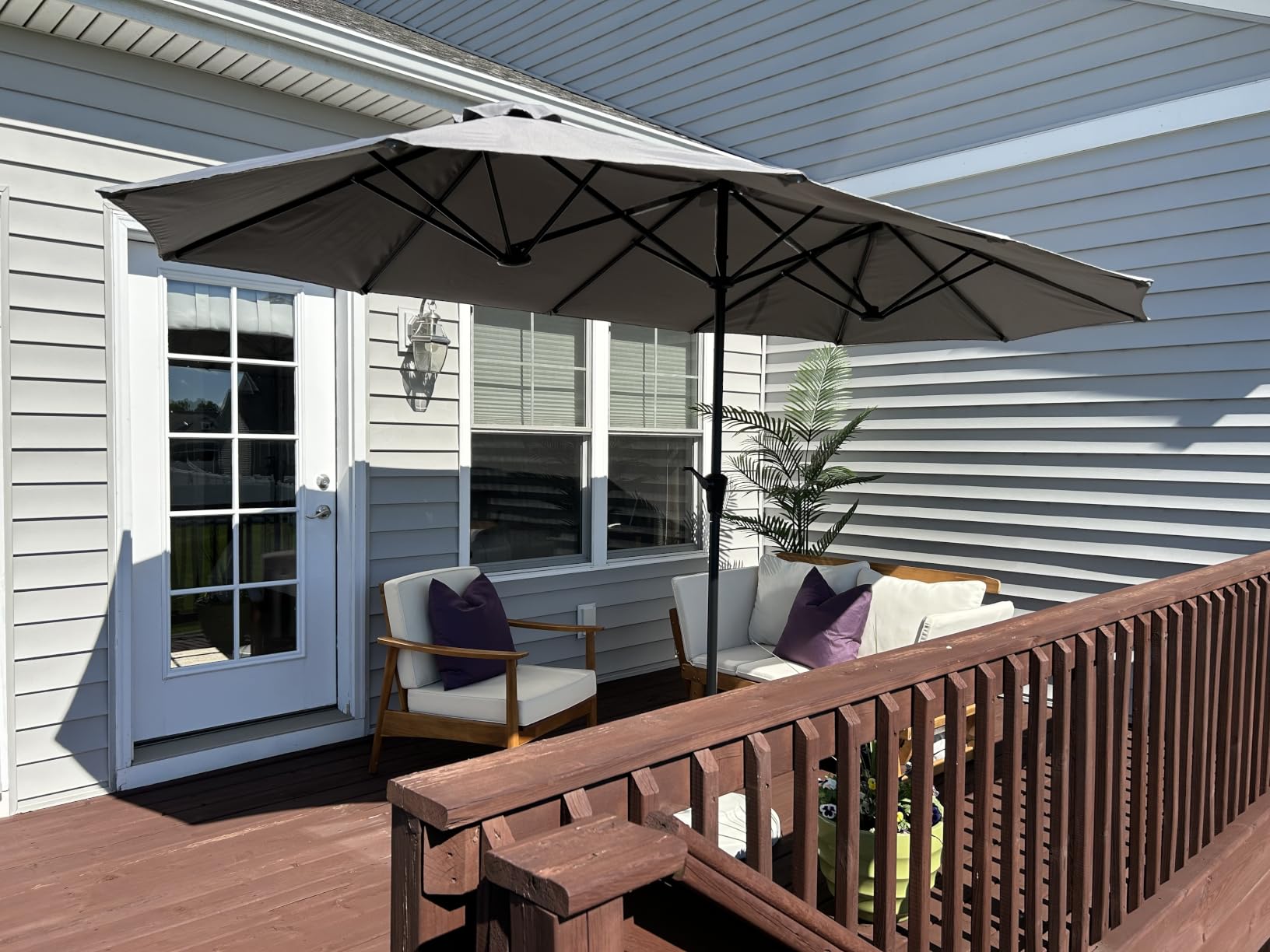 SUPERJARE 13FT Outdoor Umbrella for Patio, Double sided Pool Umbrellas with Fade Resistant Canopy, Large Table Umbrella for Deck, Market, Backyard - Beige(No Base) customer photo 1