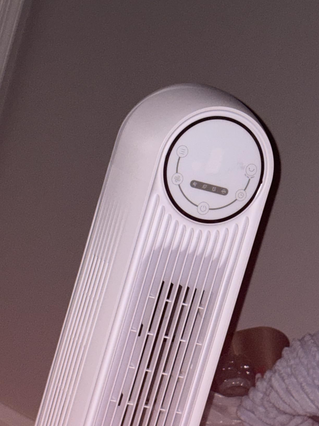 DREO Tower Fan for Bedroom, 2026 Upgraded DC Motor, 28ft/s Smart Standing Fans, 90° Oscillating Floor Fan with 20dB Ultra Quiet, 8 Speeds 4 Modes, 8H Timer, Bladeless, Remote, WiFi Voice Control customer photo 1