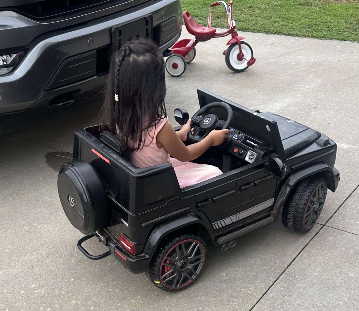 ANPABO Licensed Mercedes-Benz G63 Car for Kids, 12V Ride on Car w/Parent Remote Control, LED Headlights, Music Player & Horn, Soft Start, Low Battery Prompt, Kids Electric Car, White customer photo 1