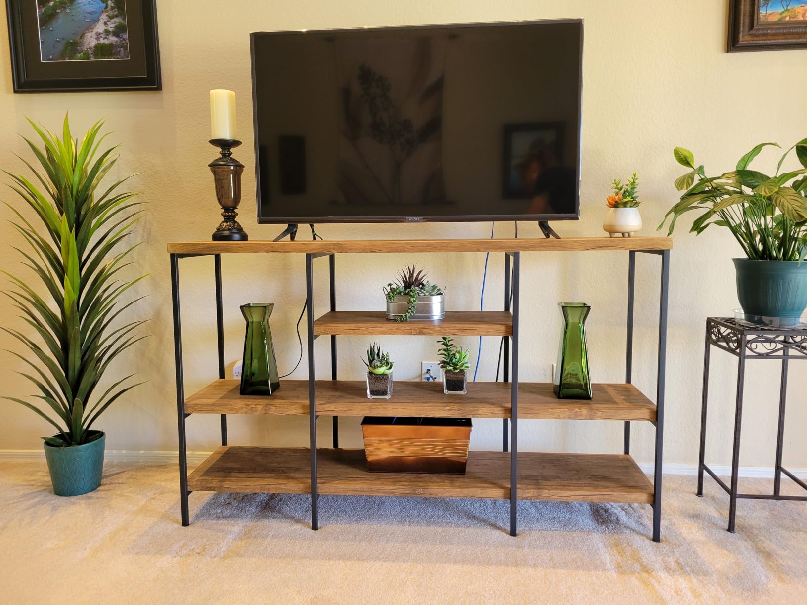 Best Choice Products Large Console Table, 4-Tier 55in Rustic, Industrial Sofa Table Storage for Living Room, Entryway, Foyer, Hallway w/EVA Non-Scratch Feet, Steel Frame - Brown customer photo 1