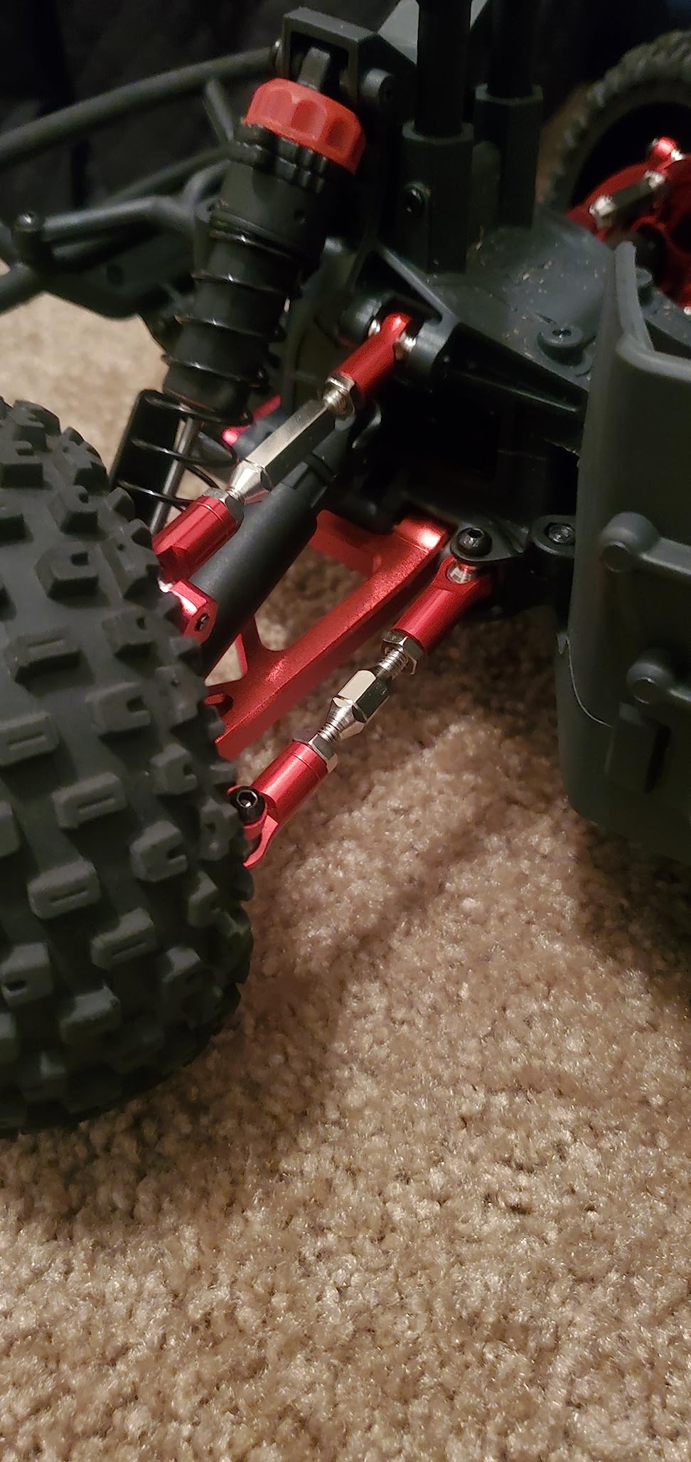 Metal Turnbuckles Rod Camber Links Steering Linkage Tie Rods Pull Rod Compatible with Arrma Granite 4X4 Senton 4X4 Mega550 1/10 RC Car (Red) customer photo 2