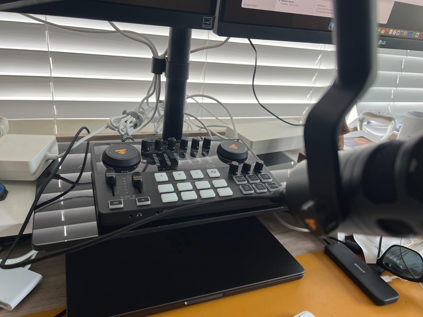 MAONO Audio Interface, MaonoCaster 10-Channel Podcast Mixer with Pro-preamp, 48V Phantom Power, Bluetooth, 11 Customize Sound Pads for Recording, Streaming, Youtube, TikTok, PC, Guitar (AME2) customer photo 1