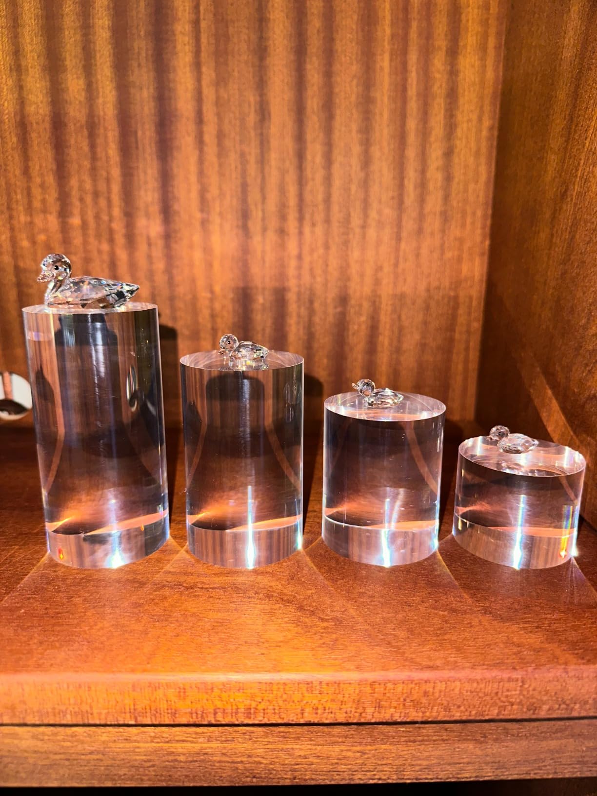 Hipiwe 4-Pack Acrylic Display Risers Figures Display Stand Holder Clear Cylinder Tabletop Jewelry Perfume Showcase Organizer for Geodes Rock Small Collectibles Display Blocks customer photo 2