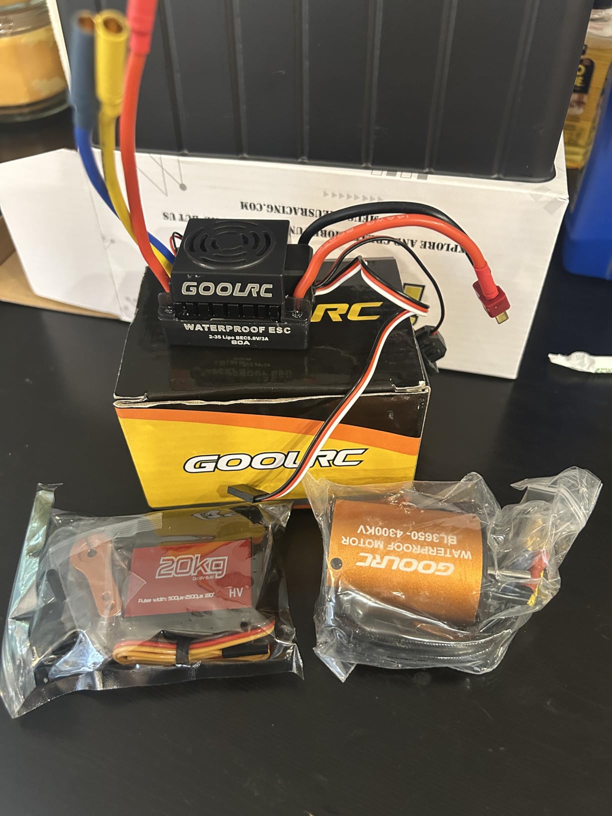 GoolRC 3650 Brushless Motor and ESC, 4300KV Brushless Motor and 60A ESC and with 20kg Servo Motor 25T Servo Arm for 1/8 1/10 RC Toys Brushless Motor and ESC Combo Gift for Modification Enthusiasts customer photo 2