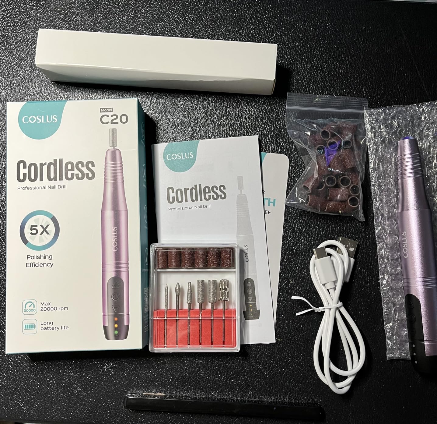 COSLUS C20 Cordless Nail Drill Electric File: Professional, Portable, Rechargeable customer photo 2