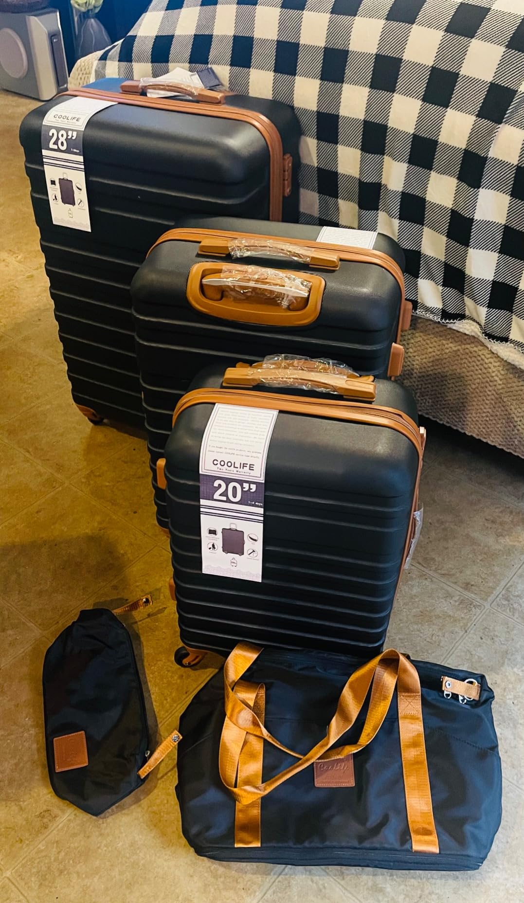 Suitcase Set 3 Piece Luggage Set Carry On Hardside Luggage with TSA Lock Spinner Wheels (White, 5 piece set) customer photo 2