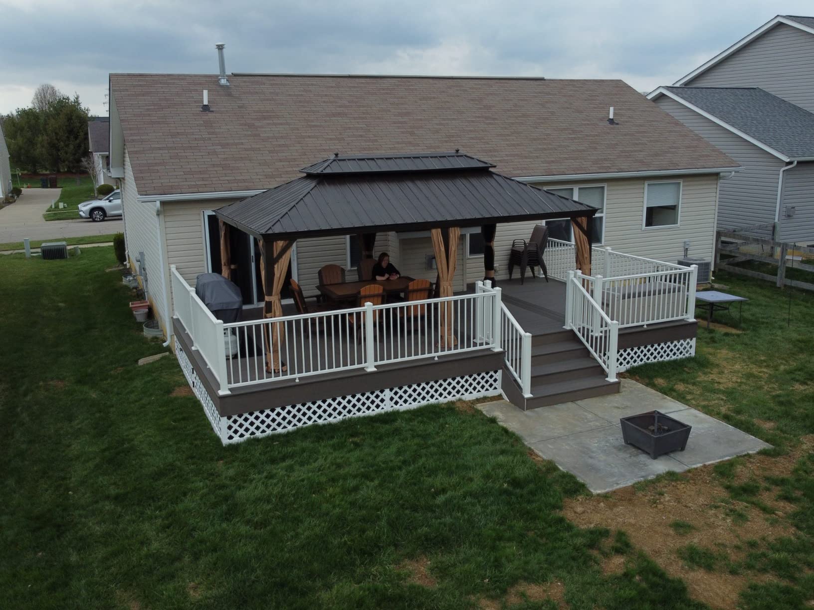PURPLE LEAF 10' x 14' Hardtop Gazebo with Curtains and Netting for Hot Tub Heavy Duty Deck Beach Pool Backyard Outdoor Canopy Tent Sun Shade Metal Roof Patio Permanent Pavilion customer photo 1