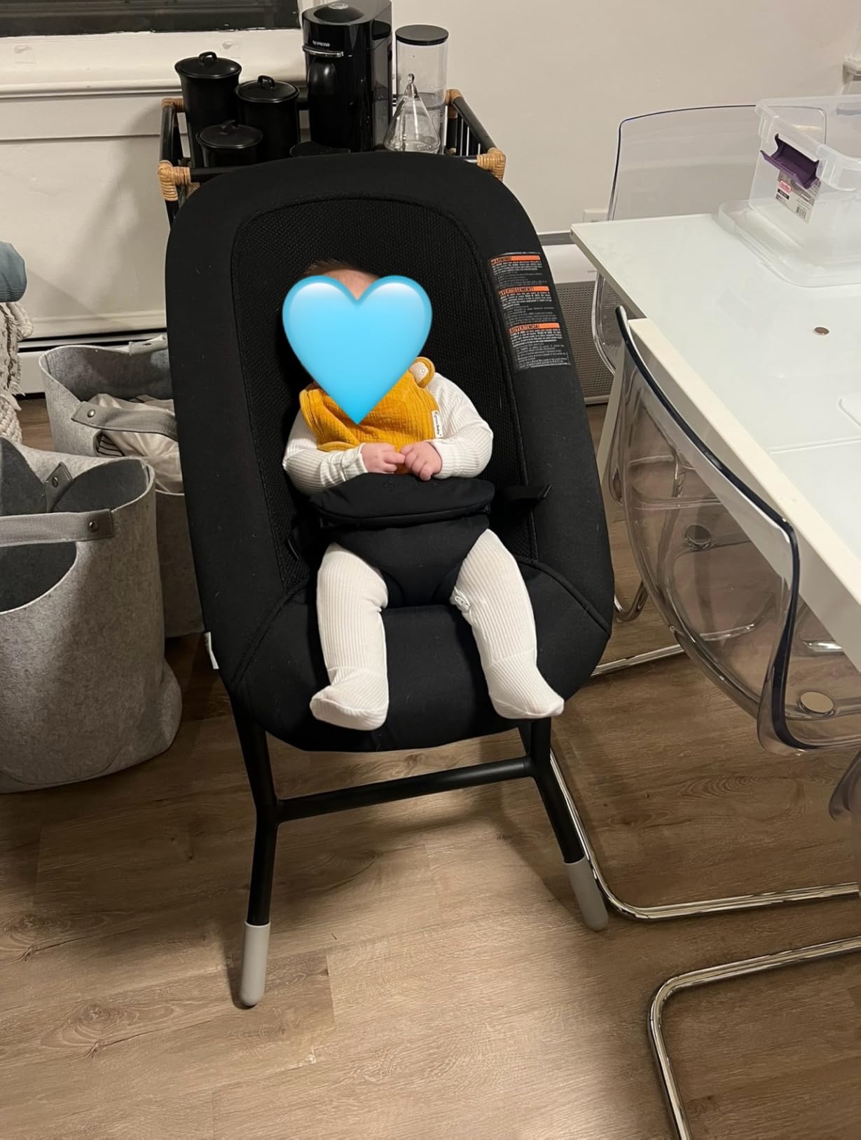 Cybex Lemo Self-Bouncing Baby Bouncer for Playing and Relaxing with Adjustable Harness and Breathable Mesh Backrest, Comfort Inlay with Head Hugger, and Stand, Stone Blue customer photo 1
