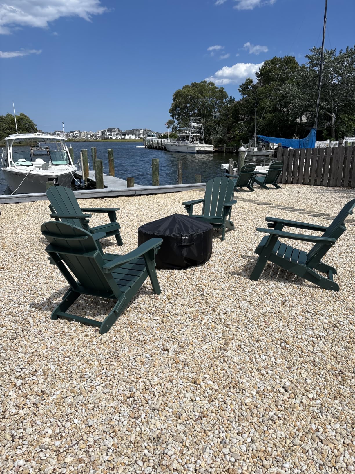 GREENVINES Folding-Adirondack-Chairs-Set-of-2 | HDPE Plastic | Fire Pit Chair | All Weather | Cup Holder | Blue | for Deck Backyard Patio Outdoor Garden customer photo 1