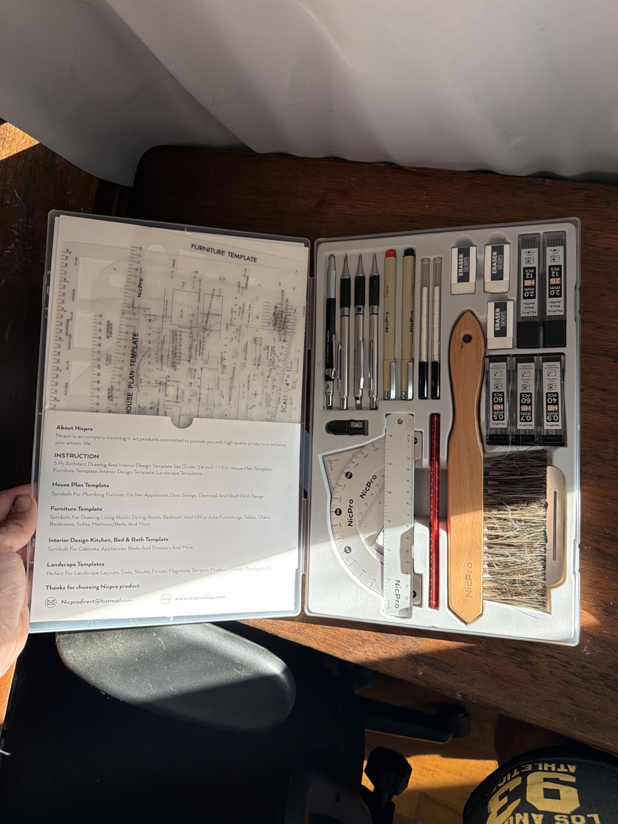 Nicpro 21PCS Professional Drafting Tools & Geometry Set with Case, Architect Compass & Protractor Set, Metal Pencils, Pens, Scale Ruler Metal Ruler, 5 Drawing Templates for Interior House Plan Design customer photo 1