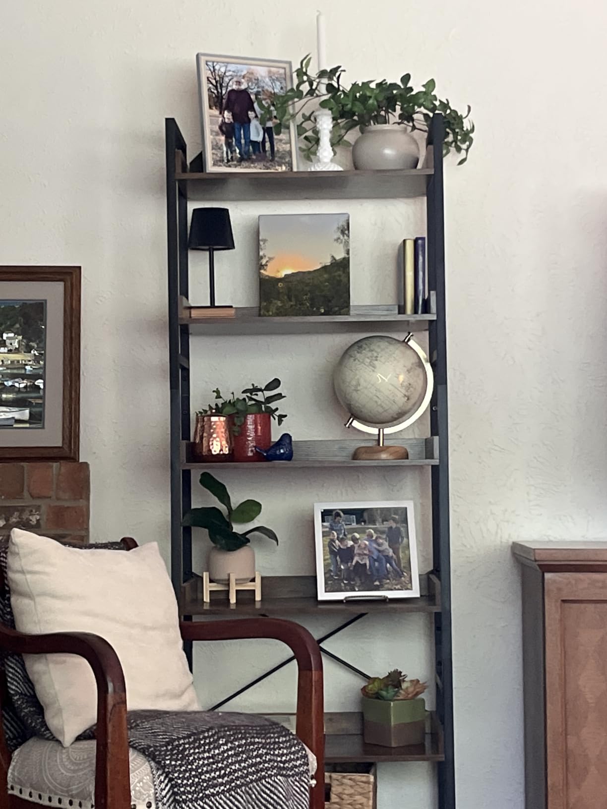 HCHQHS Adjustable 6 Tier Open Bookcase, Rustic Farmhouse Book Shelves, Industrial Wood and Black Metal Bookshelves, Mid Century Bookcase customer photo 2